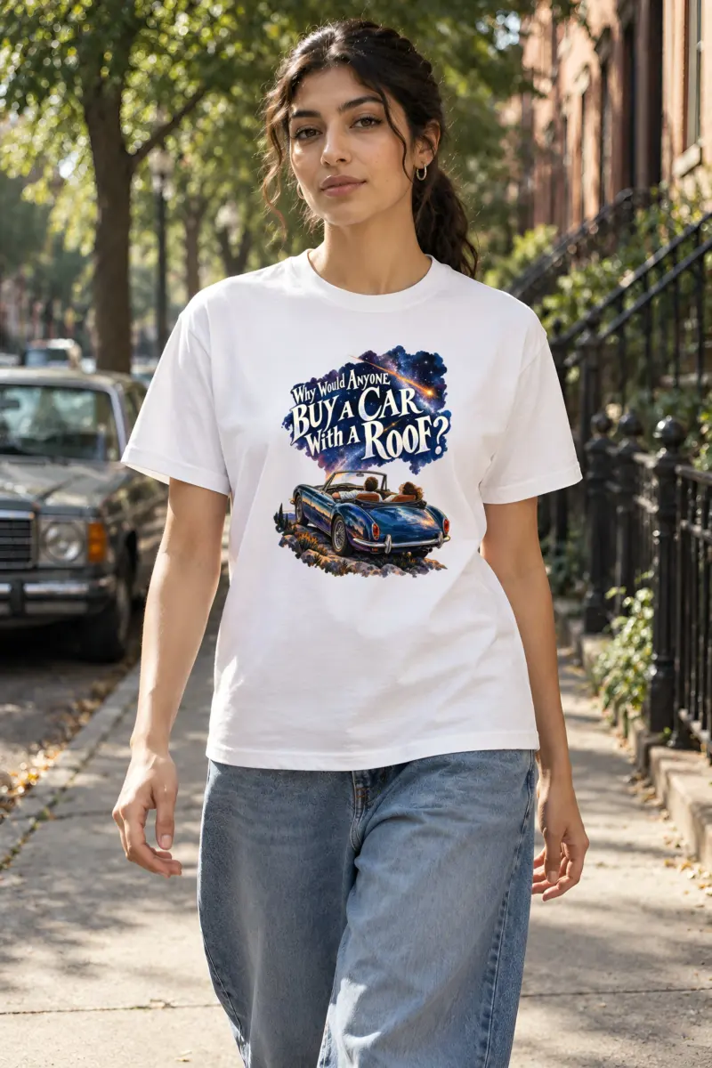 "Roofless Roadster Under Stars" Heavyweight Unisex Crewneck T-shirt