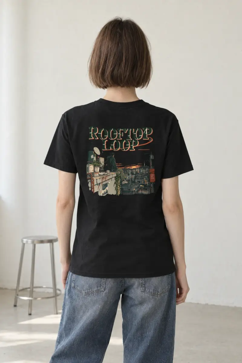 "Rooftop Loop" Heavyweight Unisex Crewneck T-shirt