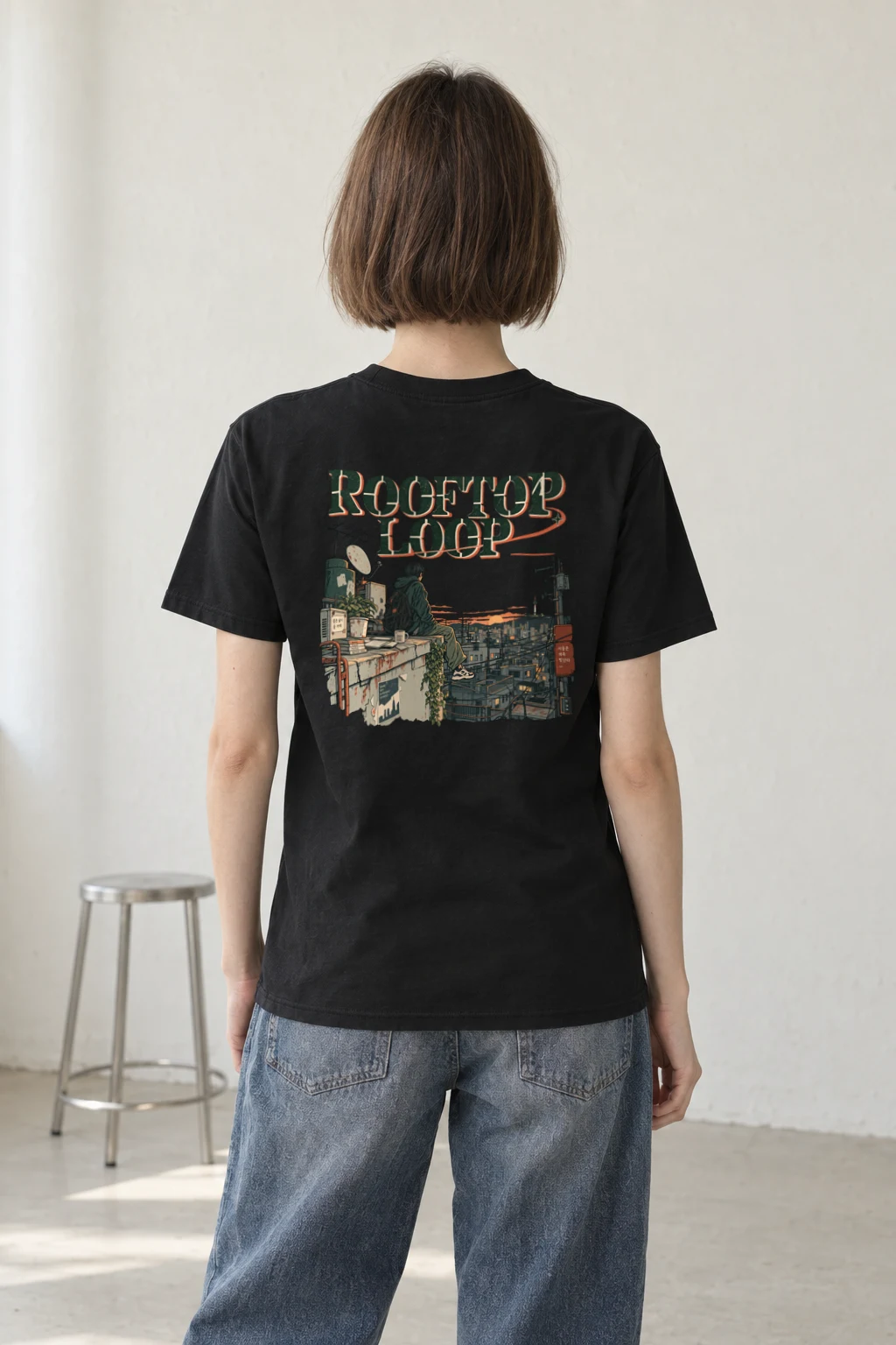 "Rooftop Loop" Heavyweight Unisex Crewneck T-shirt