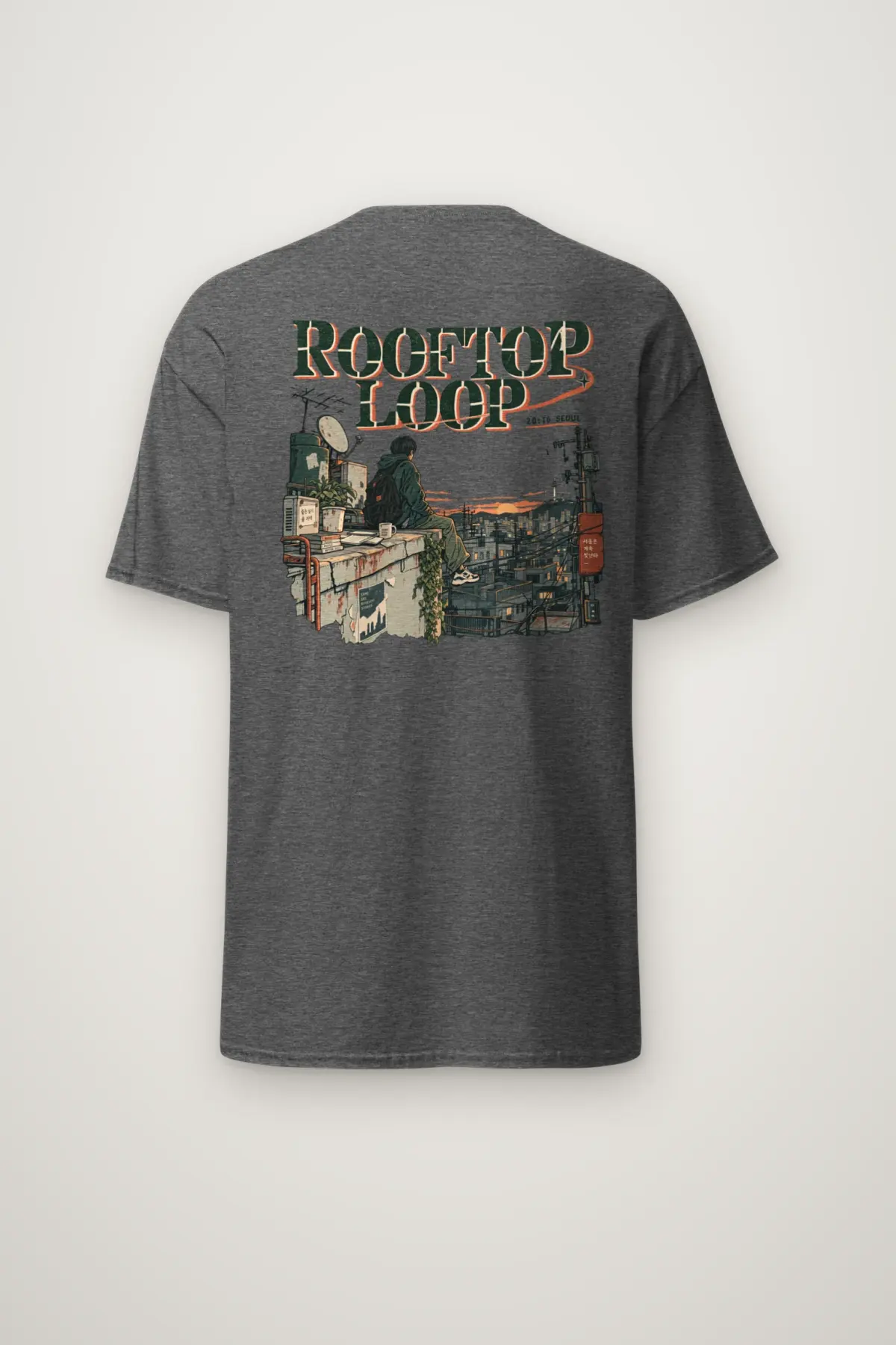 "Rooftop Loop" Heavyweight Unisex Crewneck T-shirt