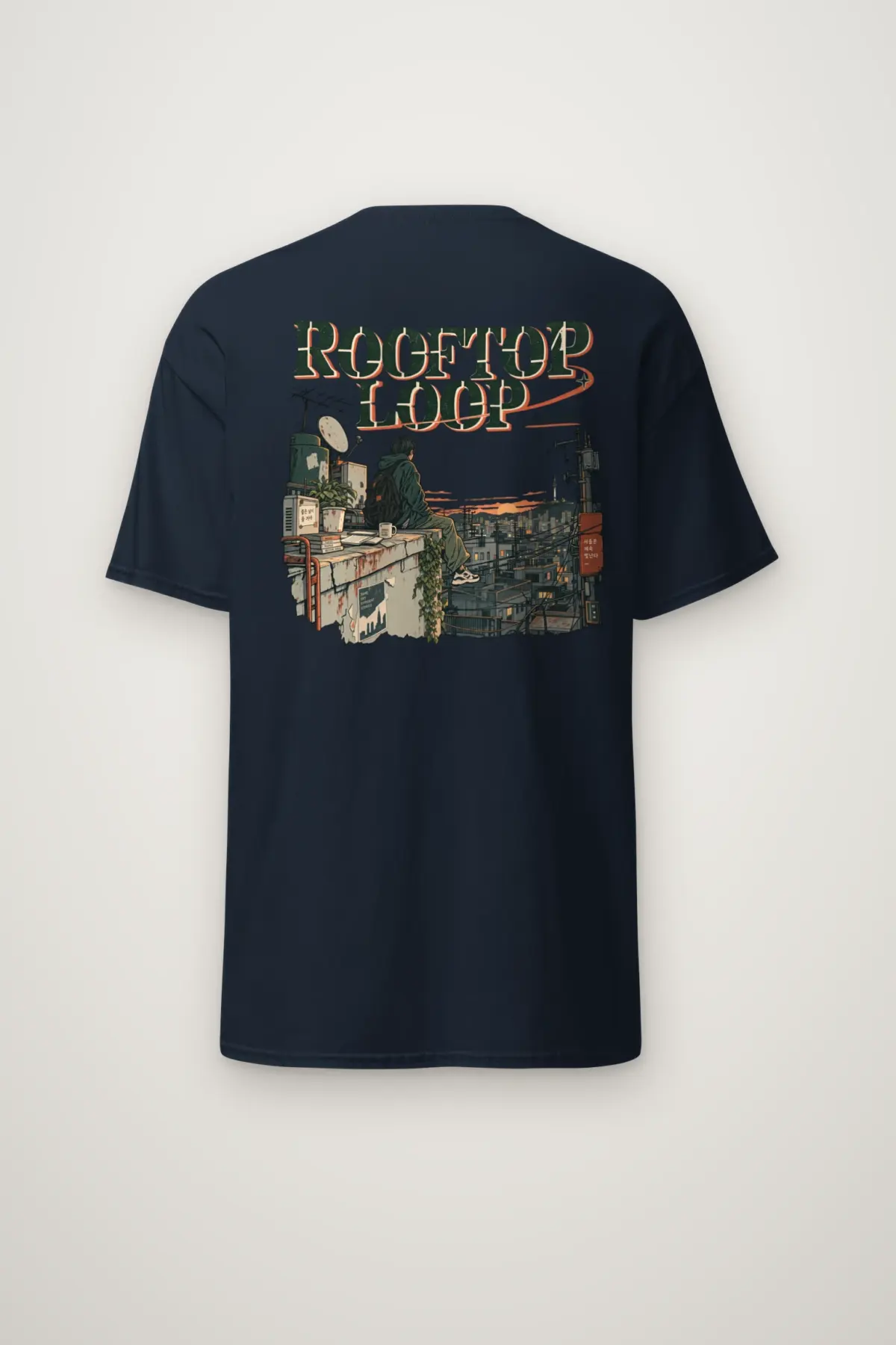 "Rooftop Loop" Heavyweight Unisex Crewneck T-shirt