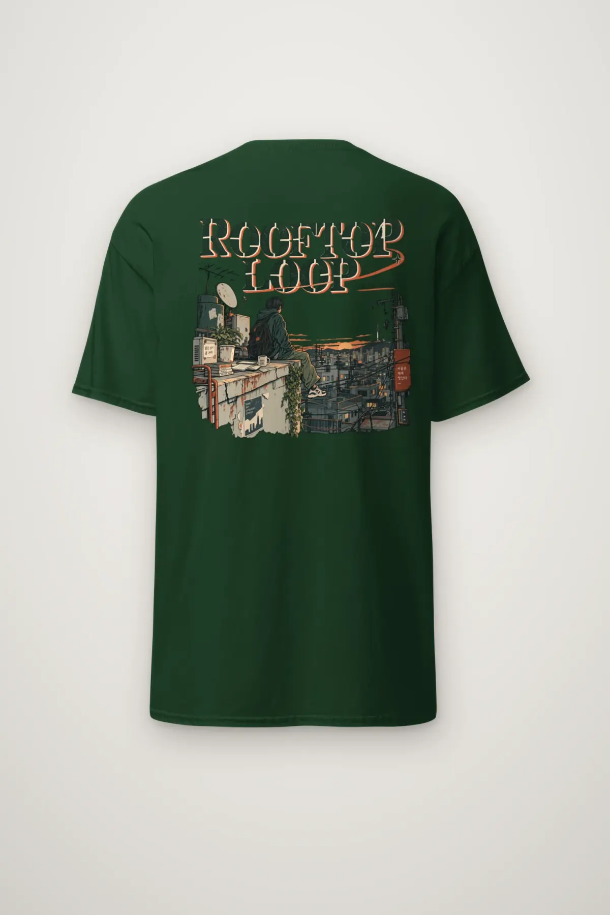 "Rooftop Loop" Heavyweight Unisex Crewneck T-shirt