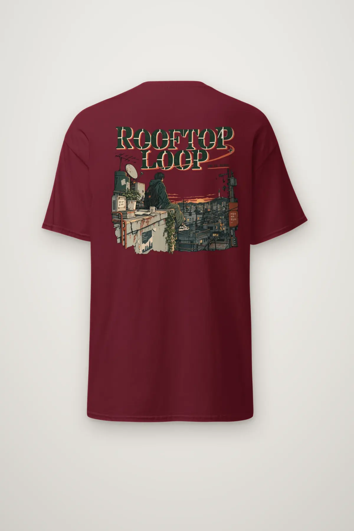 "Rooftop Loop" Heavyweight Unisex Crewneck T-shirt