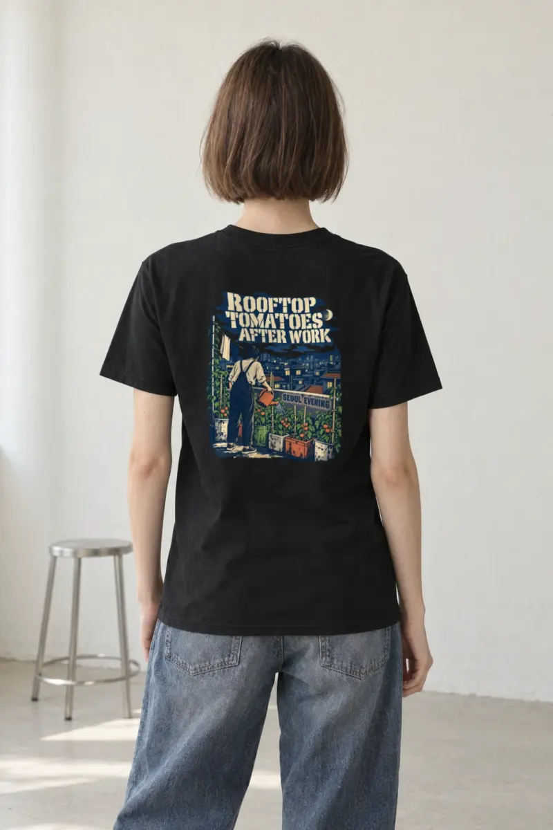 "Rooftop Tomatoes After Work Seoul Evening" Heavyweight Unisex Crewneck T-shirt