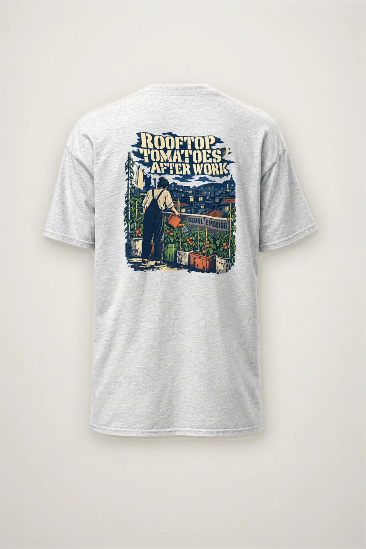 "Rooftop Tomatoes After Work Seoul Evening" Heavyweight Unisex Crewneck T-shirt