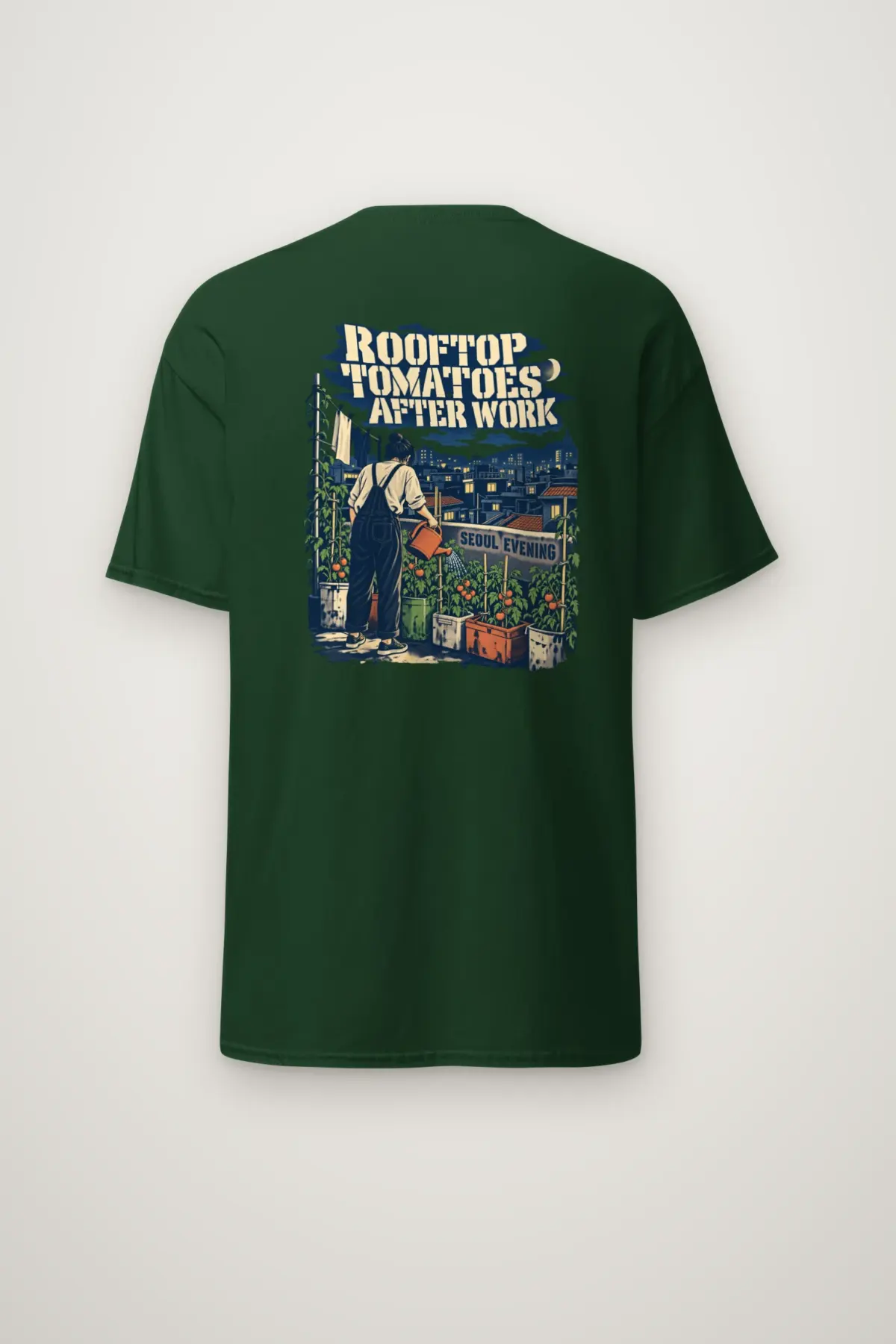 "Rooftop Tomatoes After Work Seoul Evening" Heavyweight Unisex Crewneck T-shirt