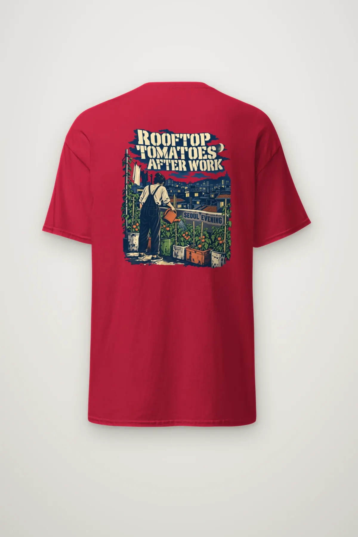 "Rooftop Tomatoes After Work Seoul Evening" Heavyweight Unisex Crewneck T-shirt