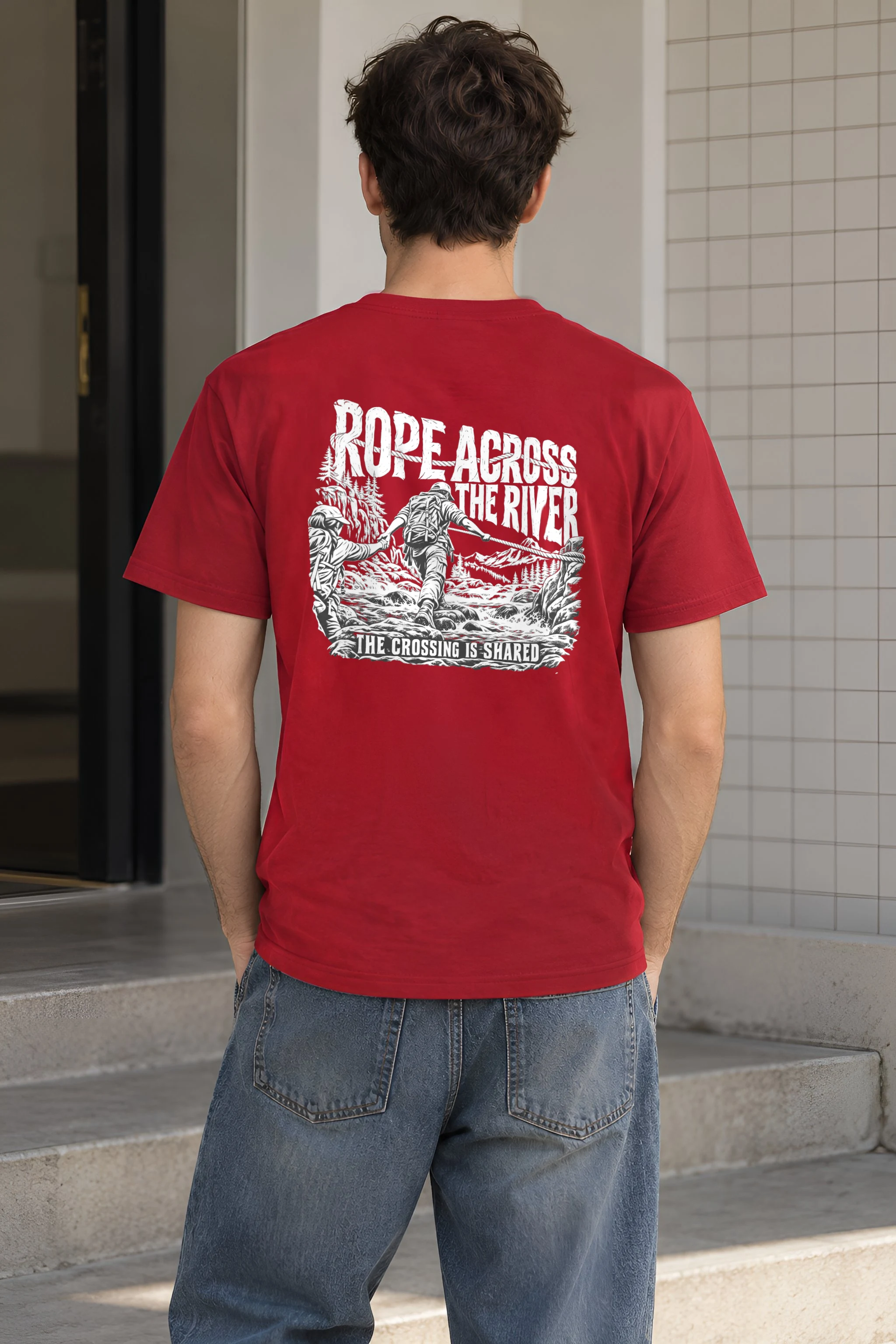 "Rope Across The River" Heavyweight Unisex Crewneck T-shirt