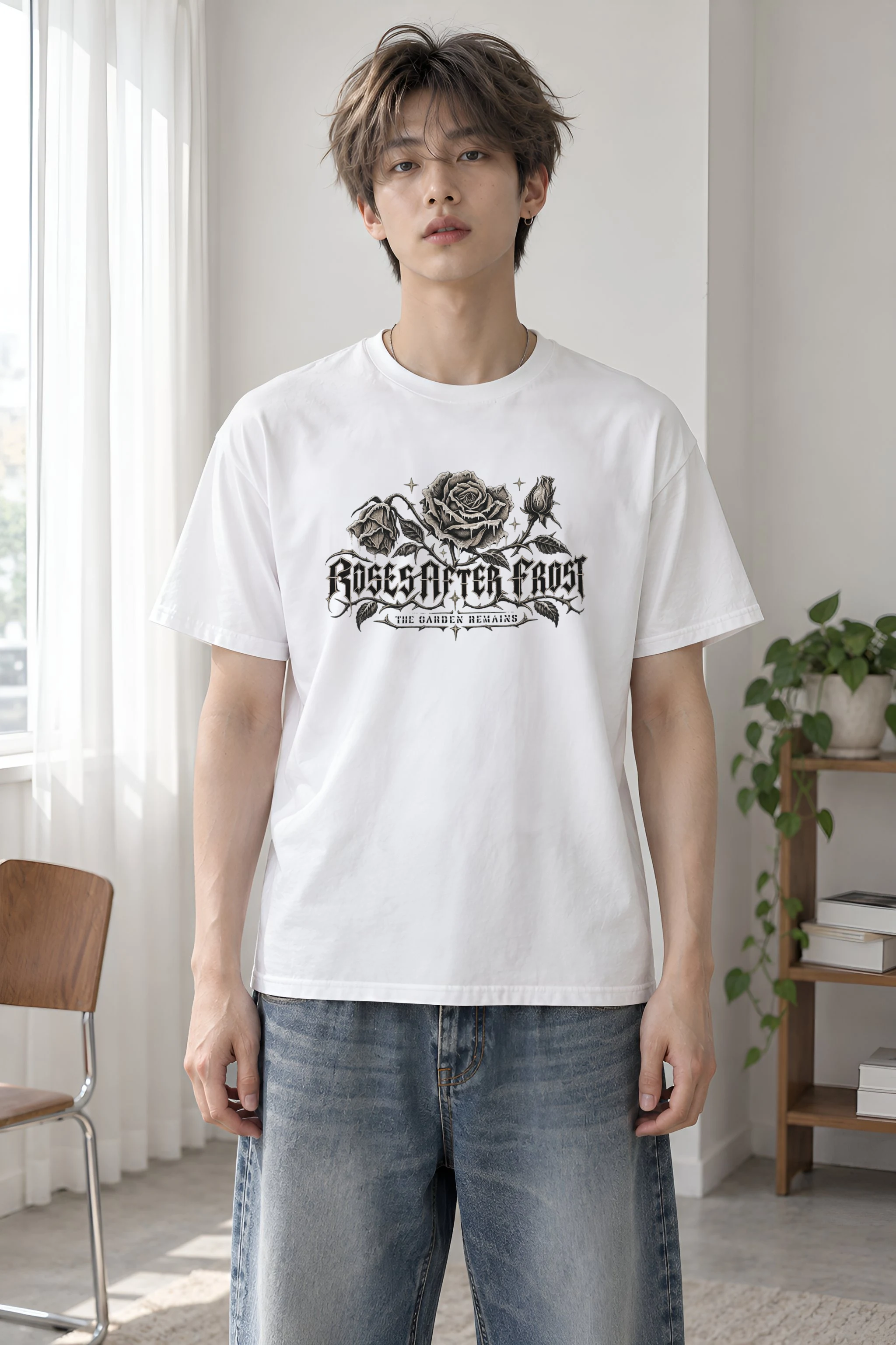 "Roses After Frost" Heavyweight Unisex Crewneck T-shirt