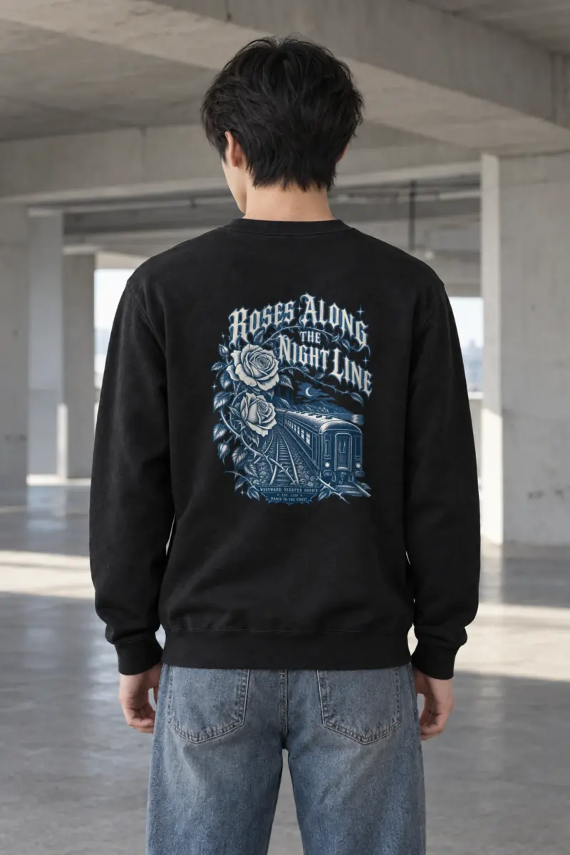 "Roses Along the Night Line" Heavy Blend Unisex Crewneck Sweatshirt