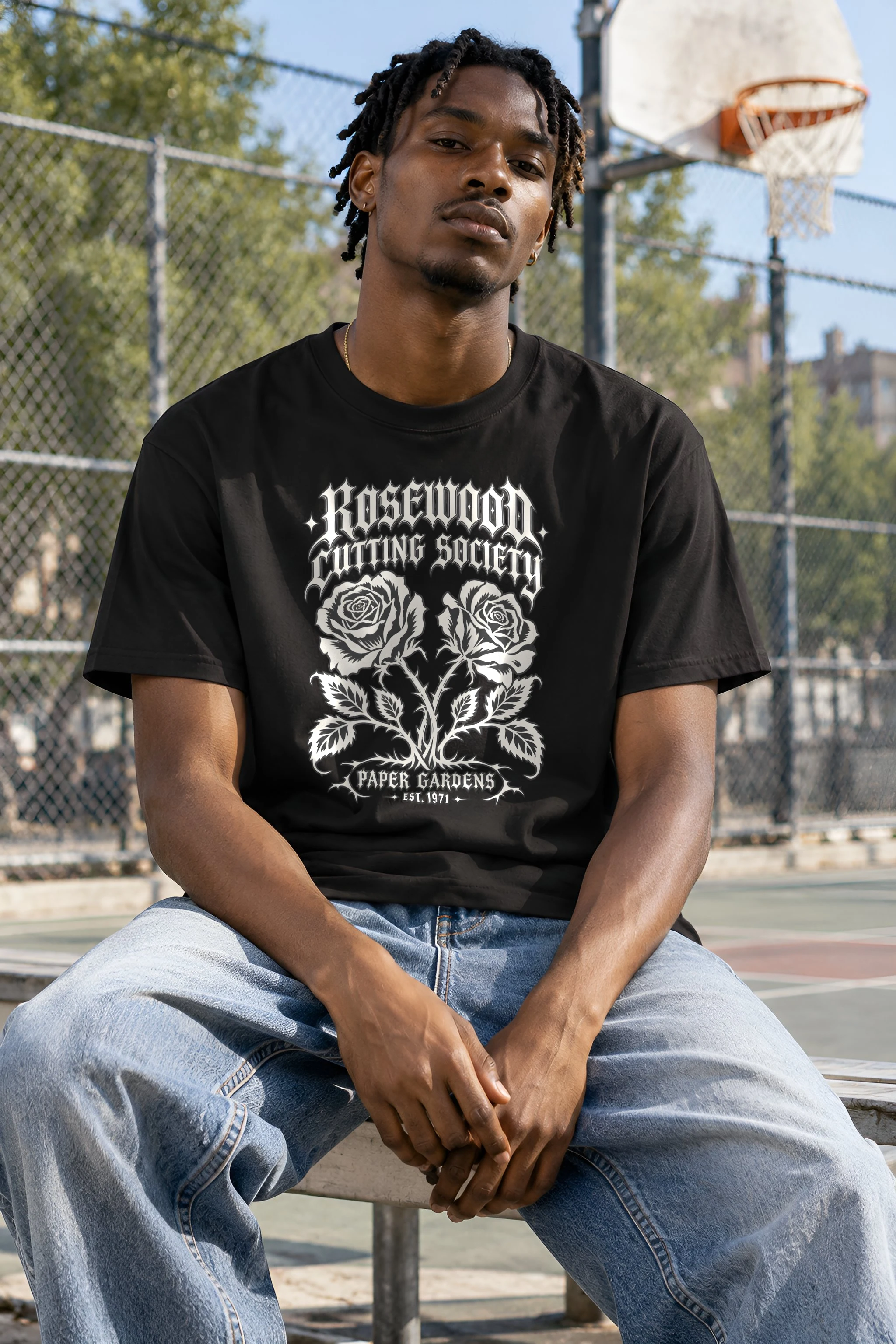 "Rosewood Cutting Society" Heavyweight Unisex Crewneck T-shirt