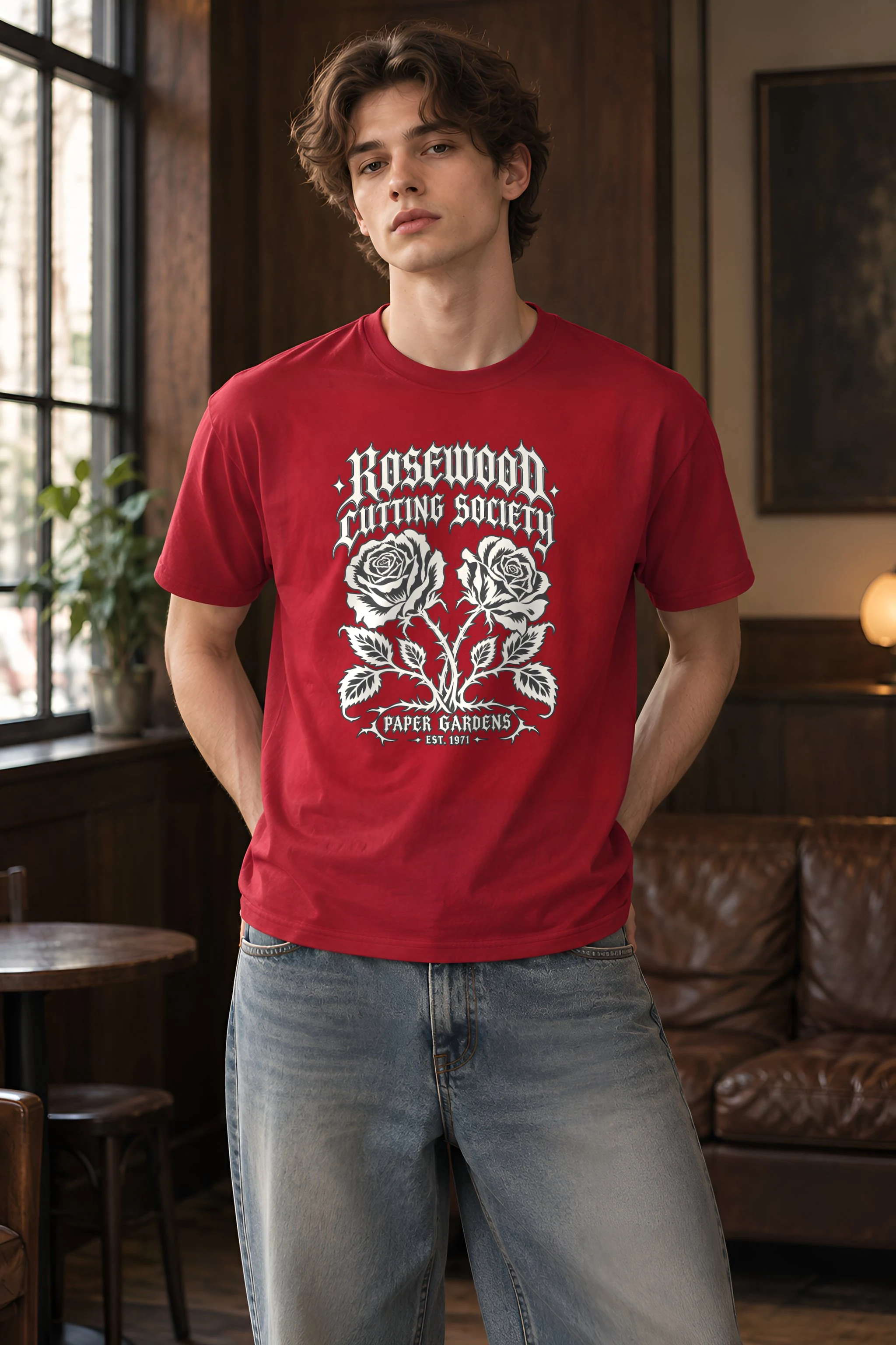 "Rosewood Cutting Society" Heavyweight Unisex Crewneck T-shirt