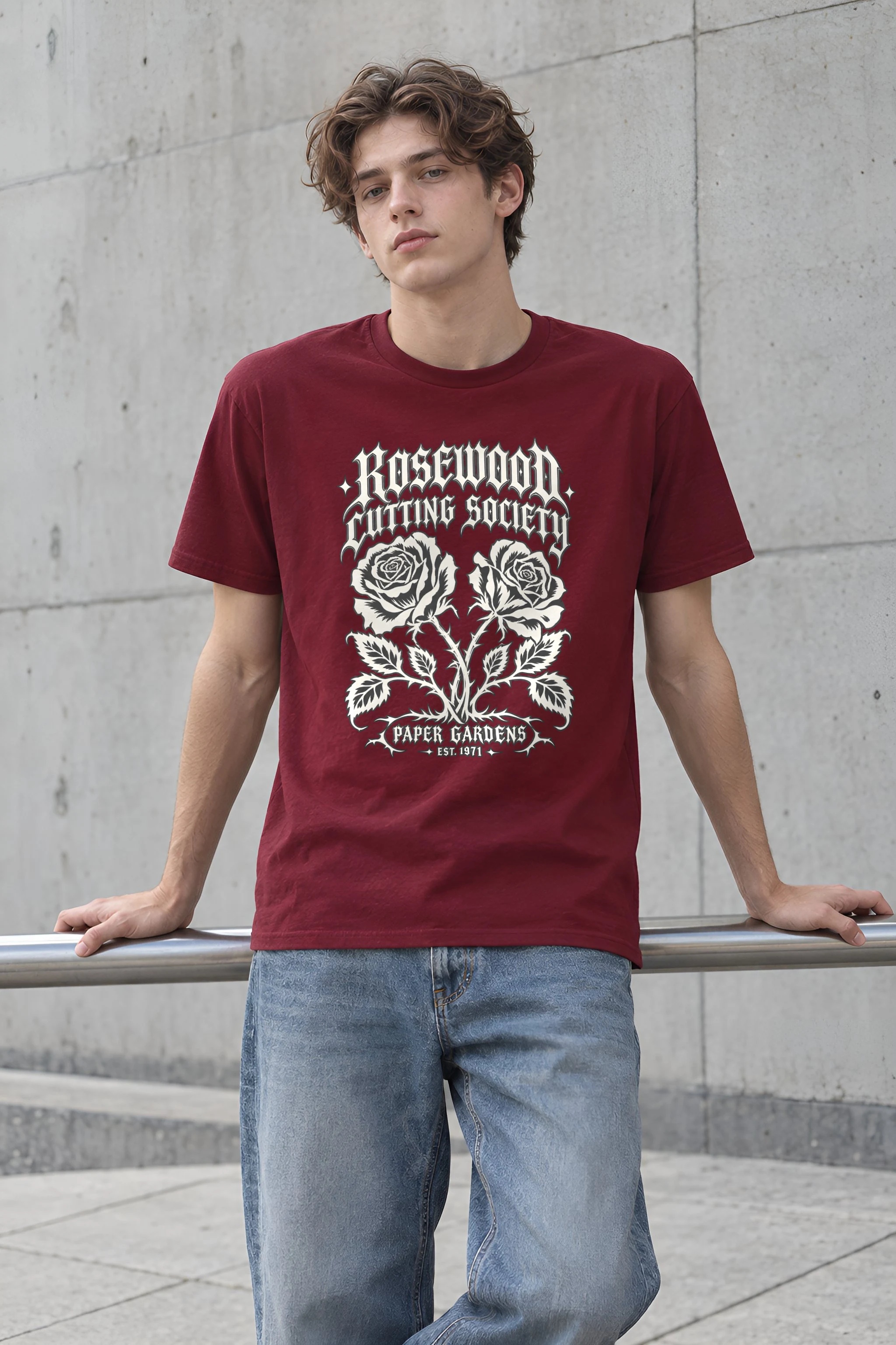 "Rosewood Cutting Society" Heavyweight Unisex Crewneck T-shirt