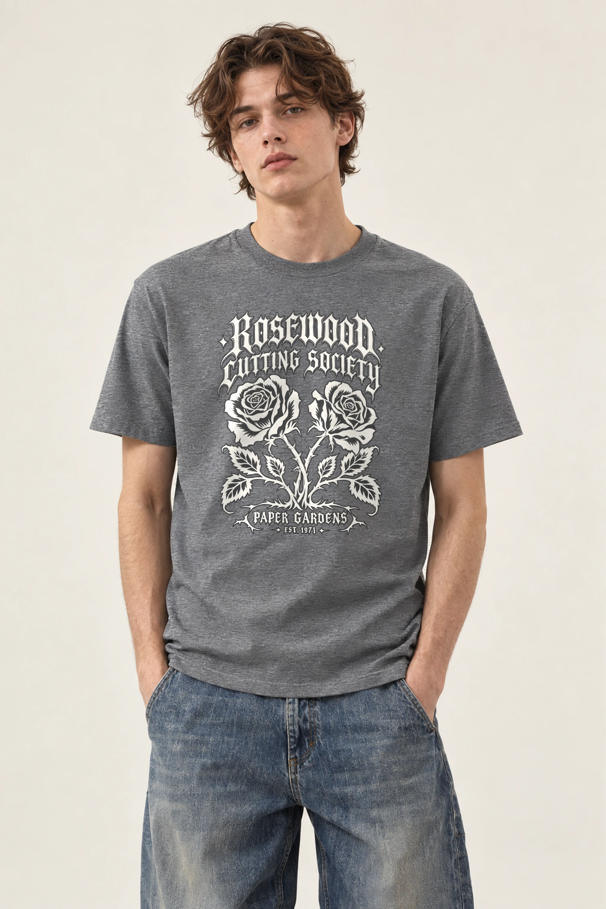 "Rosewood Cutting Society" Heavyweight Unisex Crewneck T-shirt