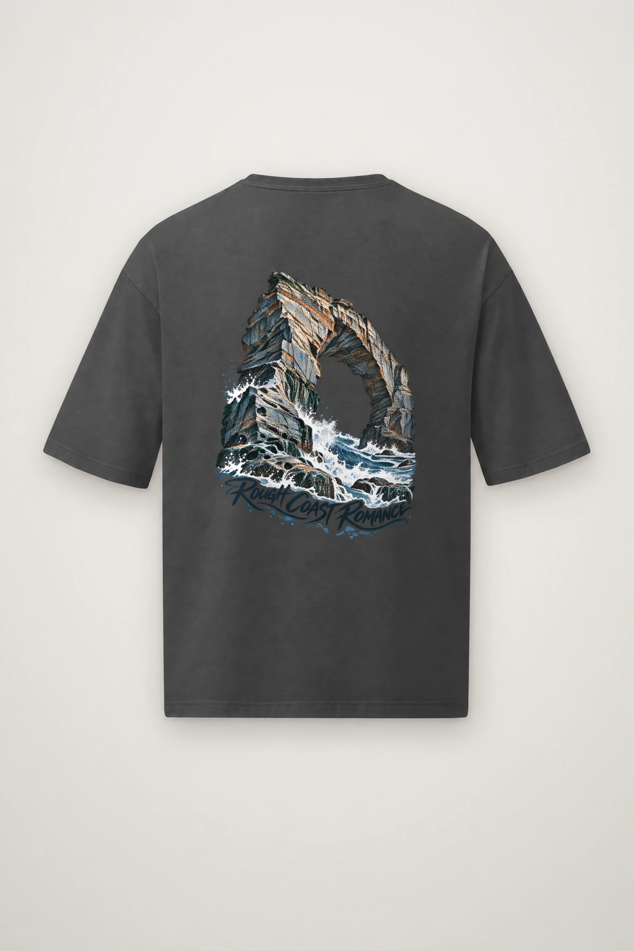 "Rough Coast Romance" Men's Oversized Heavyweight Crewneck T-Shirt