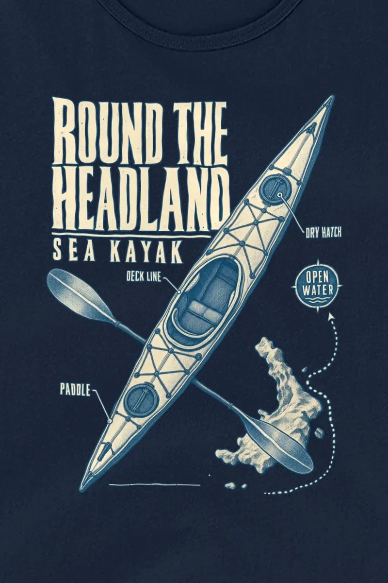 "Round the Headland" Unisex Jersey Tank - the graphic up close