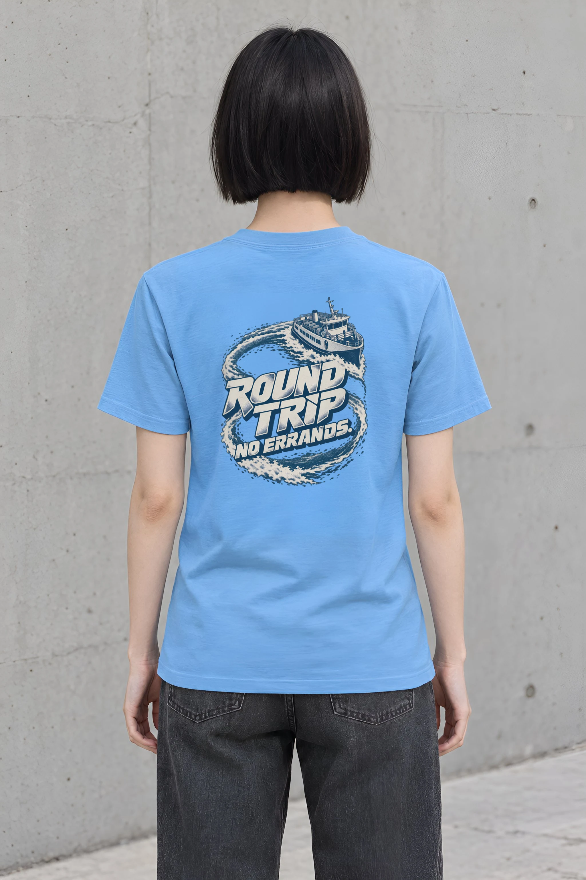 "Round Trip No Errands" Heavyweight Unisex Crewneck T-shirt