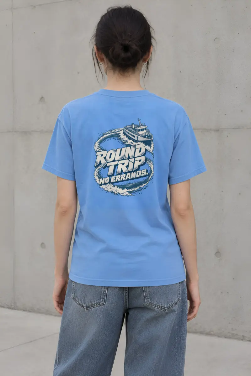 "Round Trip No Errands" Heavyweight Unisex Crewneck T-shirt