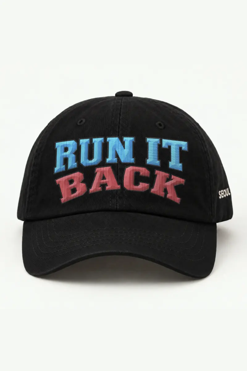"RUN IT BACK" Classic Dad Hat · Embroidered — black/cap-front