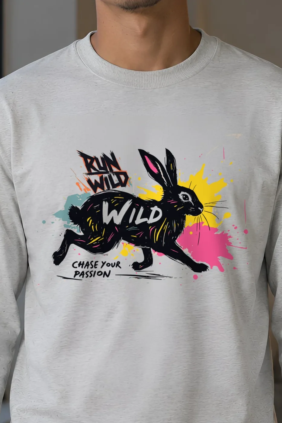 "Run Wild" Unisex Longsleeve T-shirt - the graphic up close