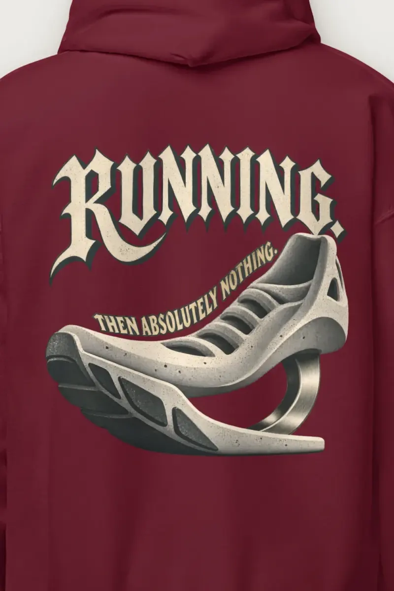 "Running Then Absolutely Nothing" Heavy Blend Unisex Pullover Hoodie - the graphic up close