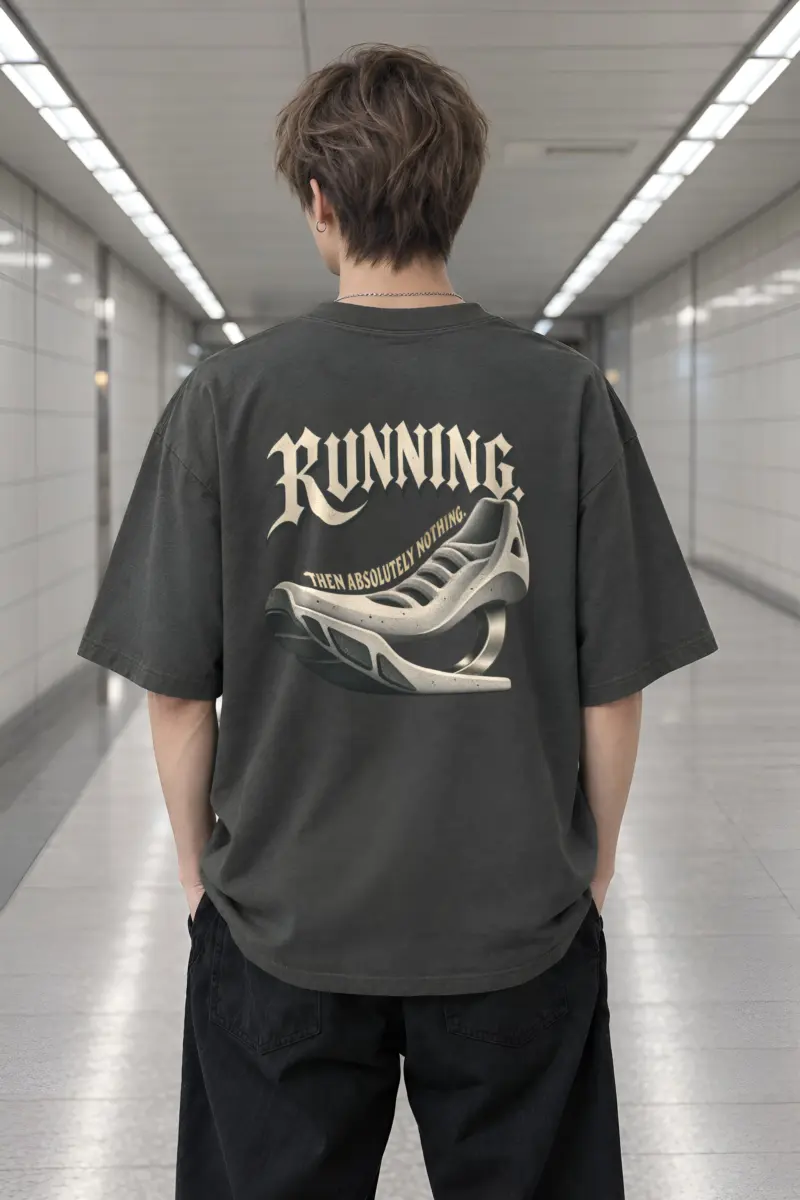 “Running Then Absolutely Nothing” Men’s Oversized Heavyweight Crewneck T-Shirt