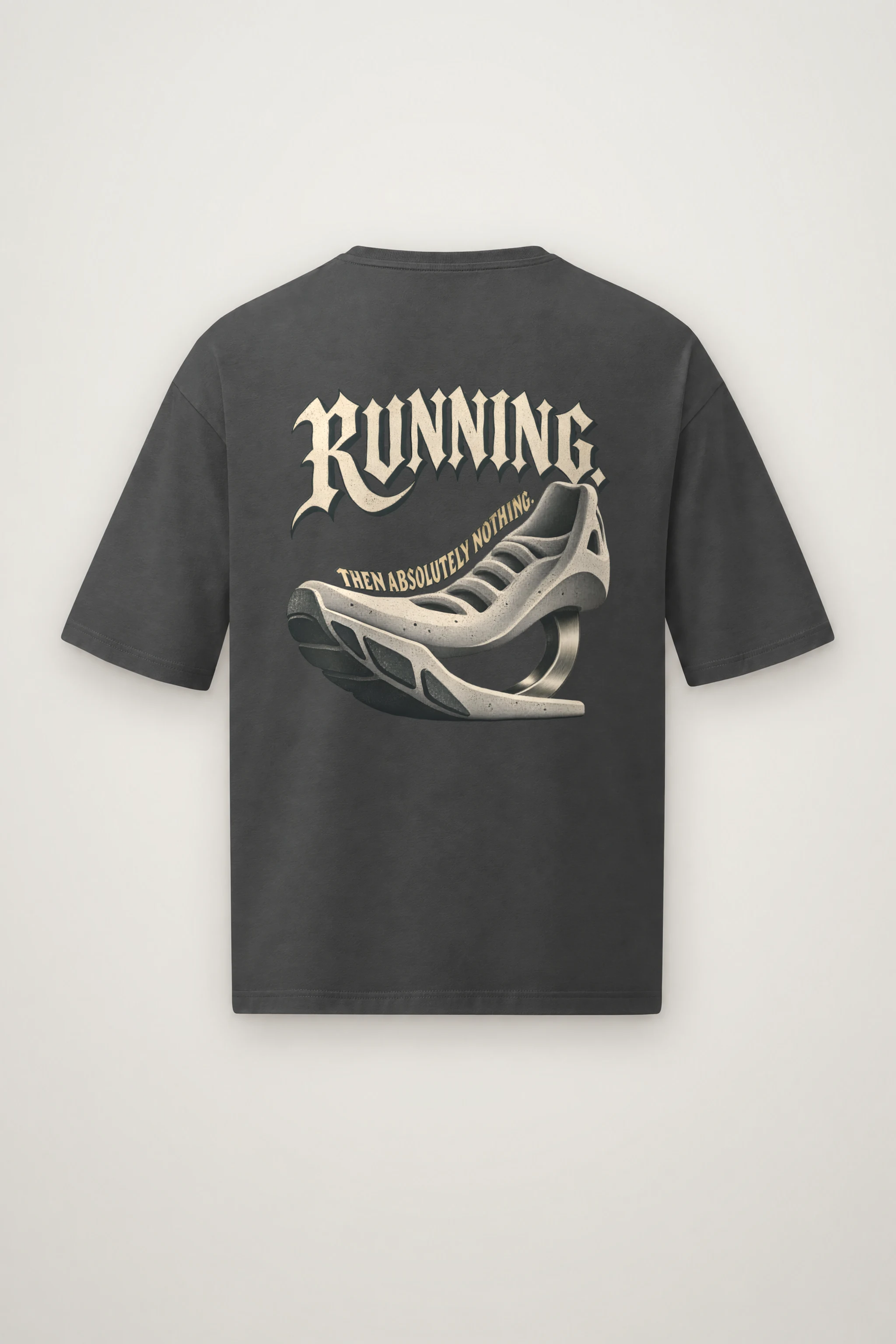 "Running Then Absolutely Nothing" Men's Oversized Heavyweight Crewneck T-Shirt