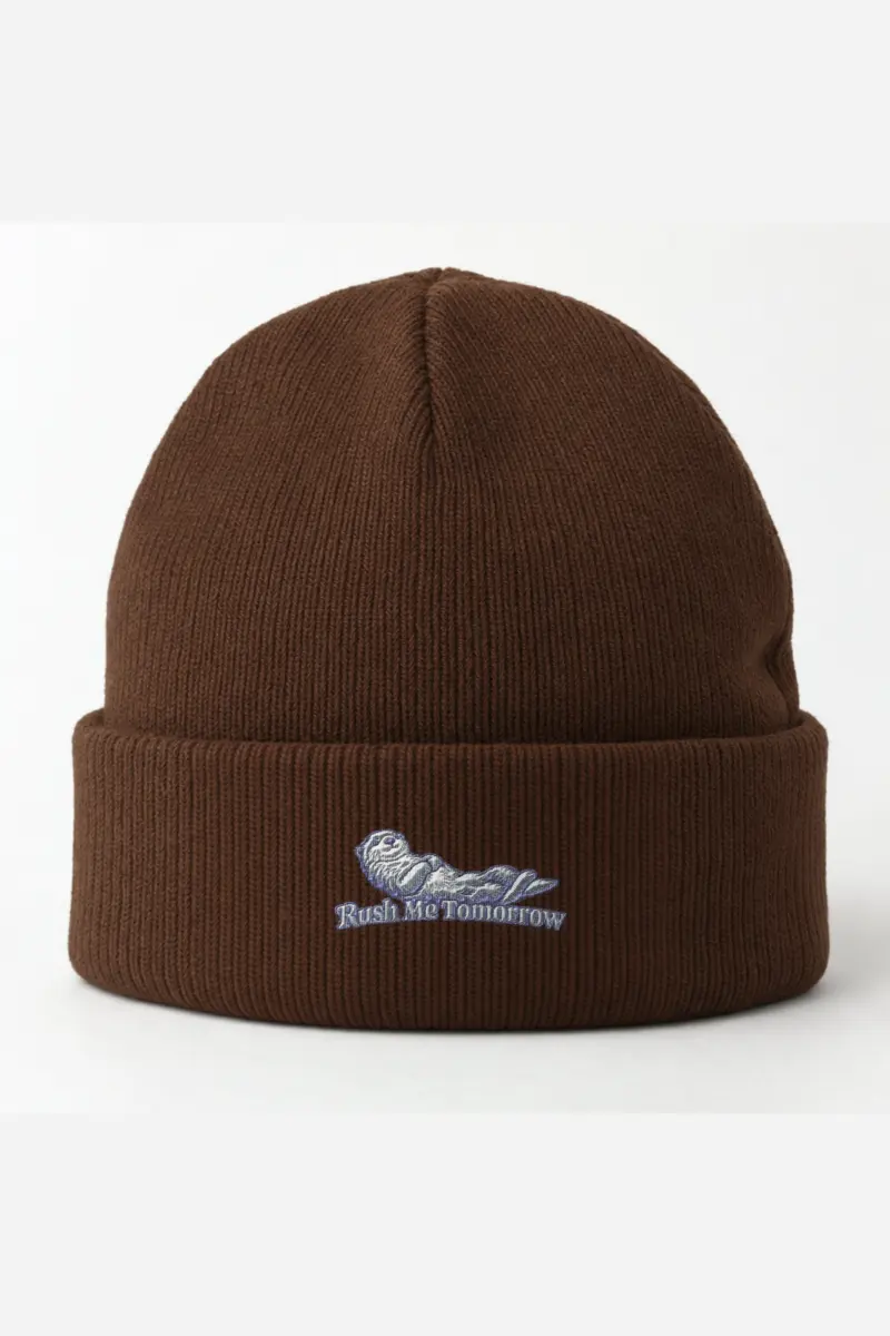 "Rush Me Tomorrow" Cuffed Beanie · Embroidered