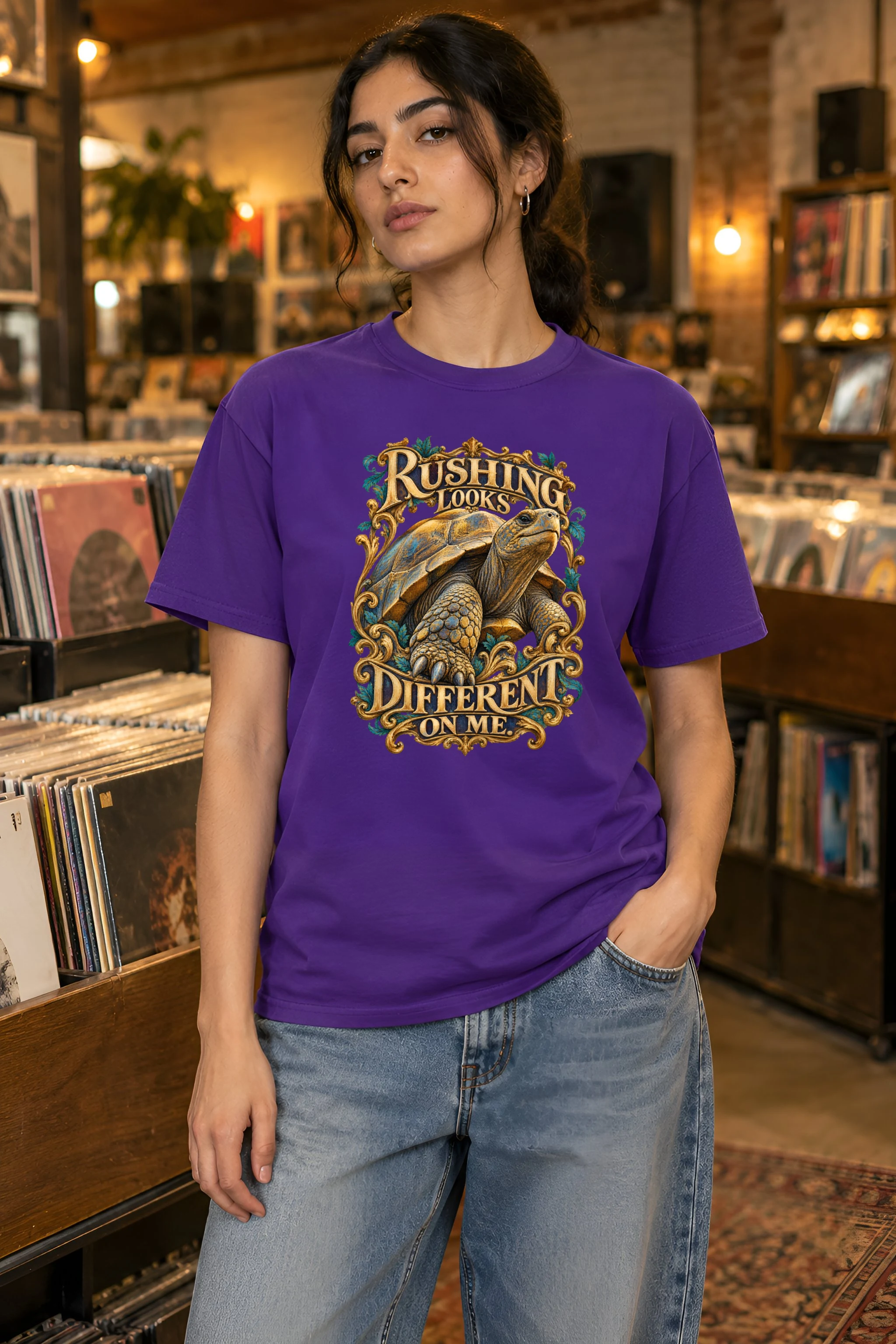 "Rushing Looks Different On Me" Heavyweight Unisex Crewneck T-shirt