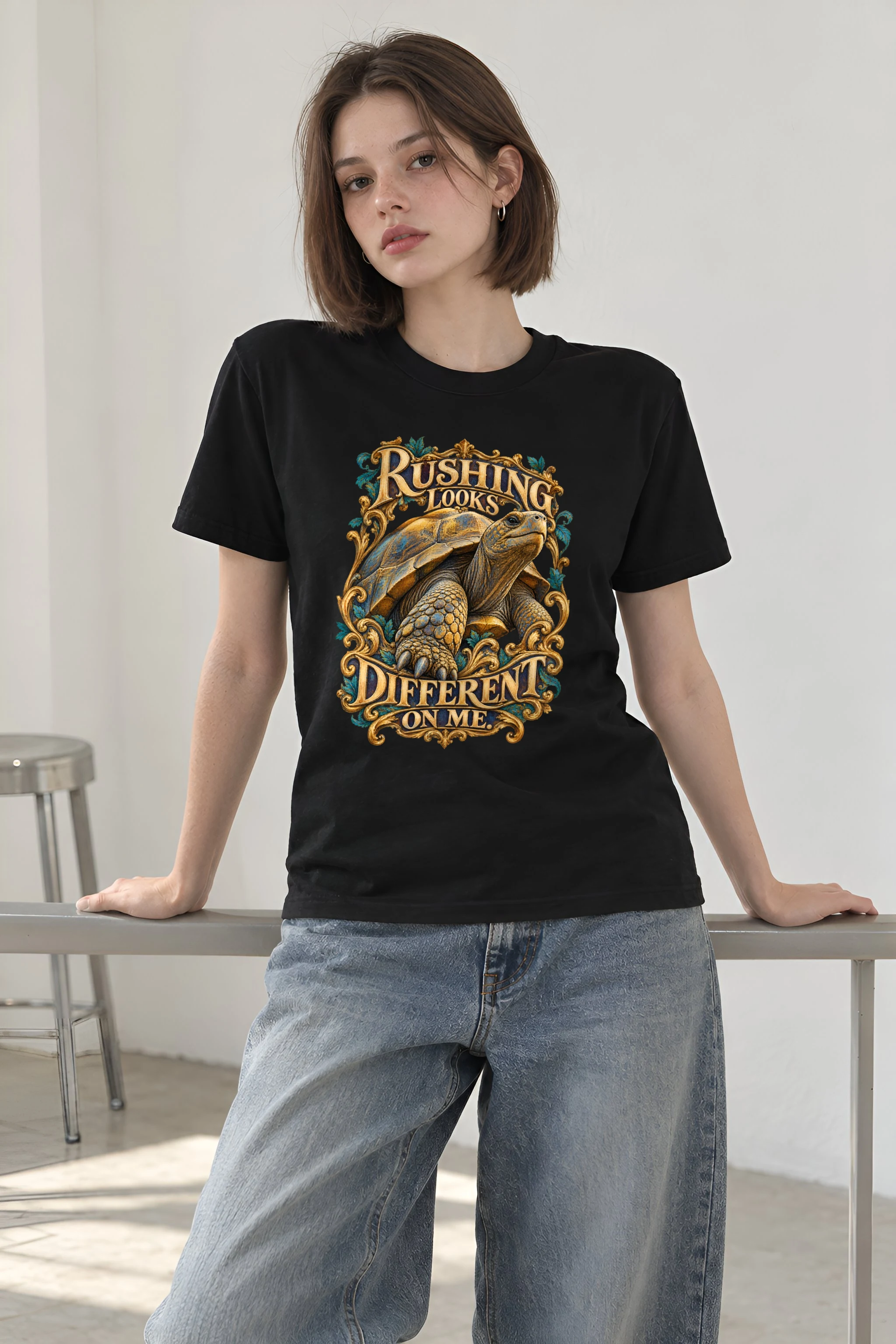 "Rushing Looks Different On Me" Heavyweight Unisex Crewneck T-shirt