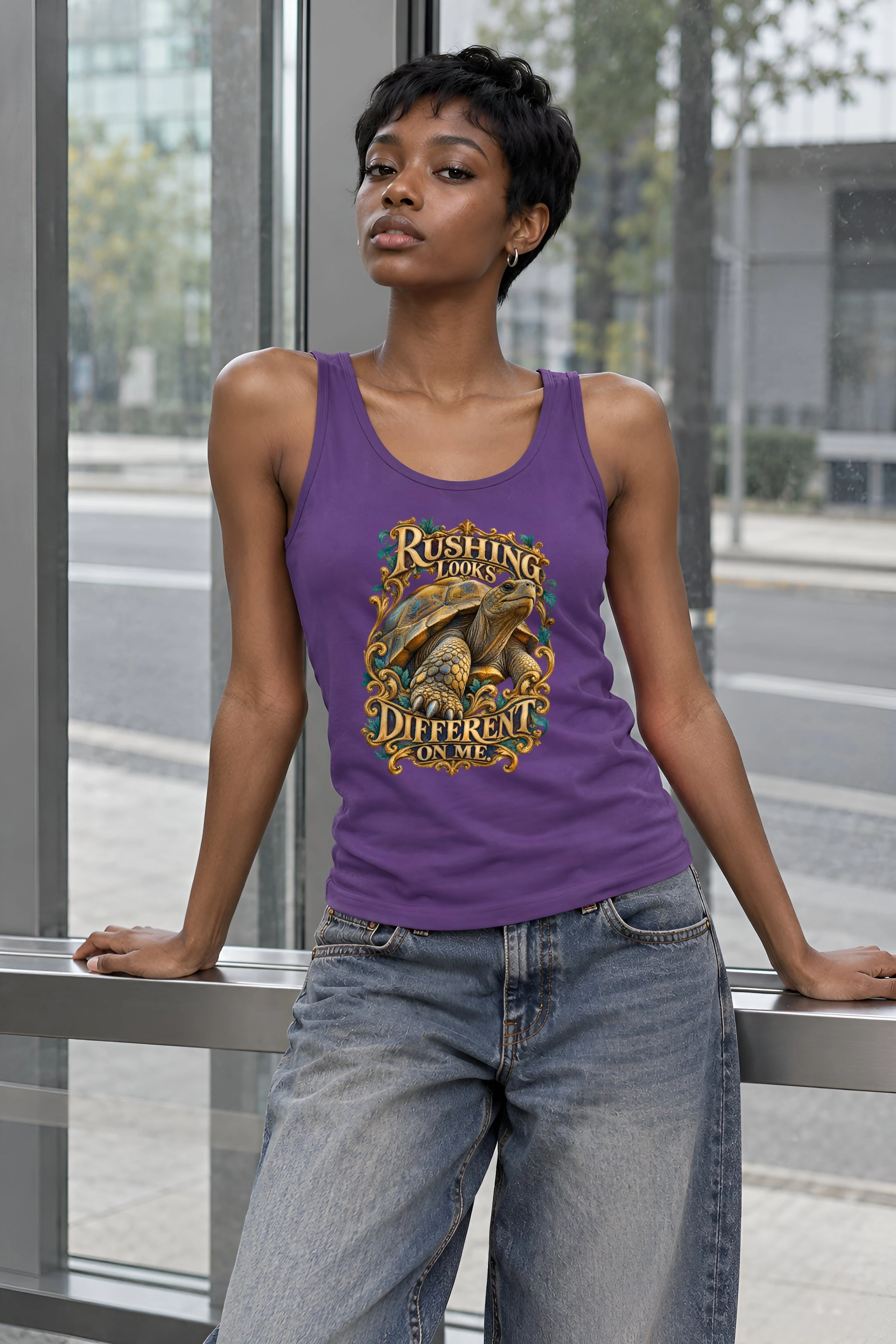 "Rushing Looks Different On Me" Unisex Jersey Tank