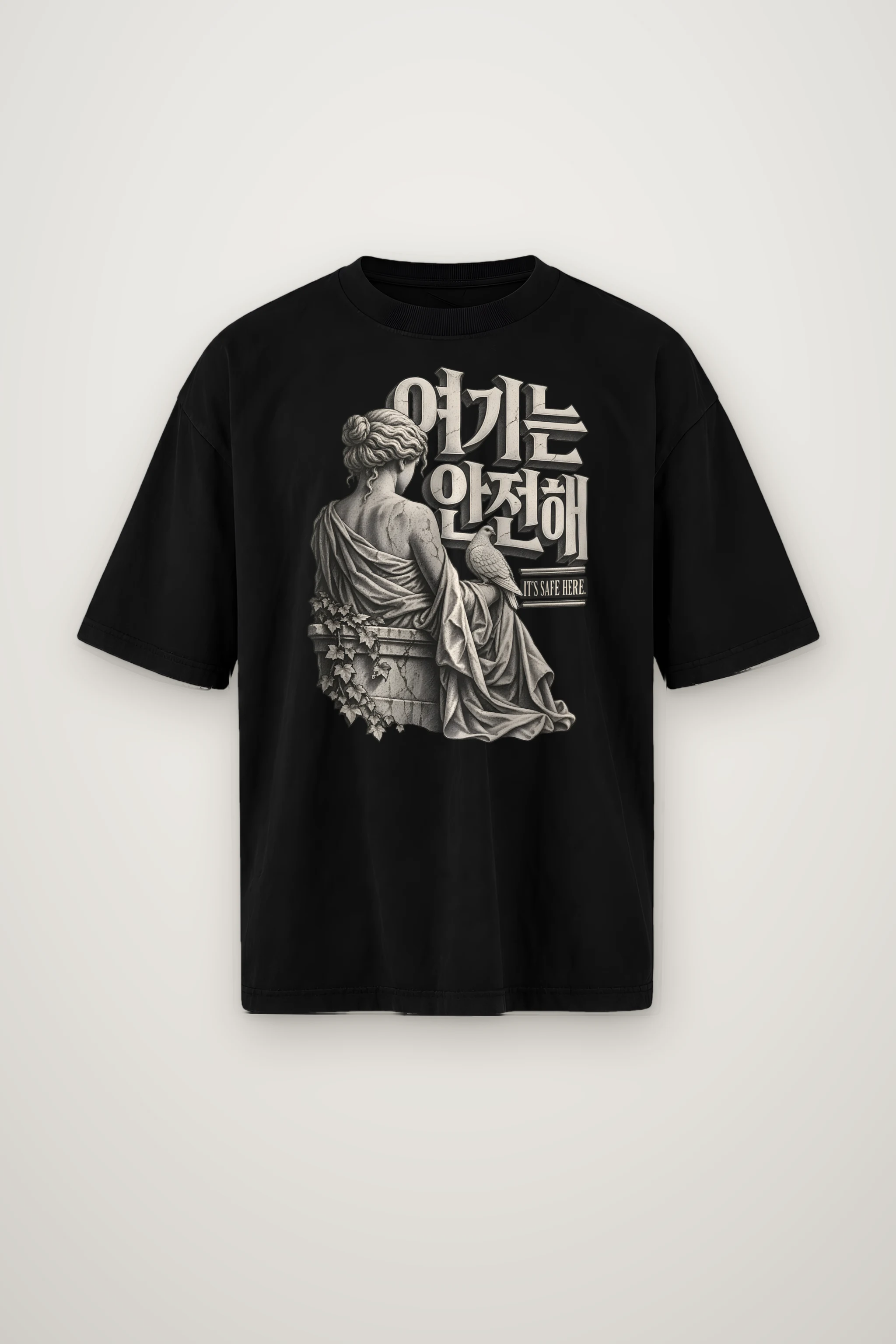 "Safe Place Figure" Men's Oversized Heavyweight Crewneck T-Shirt