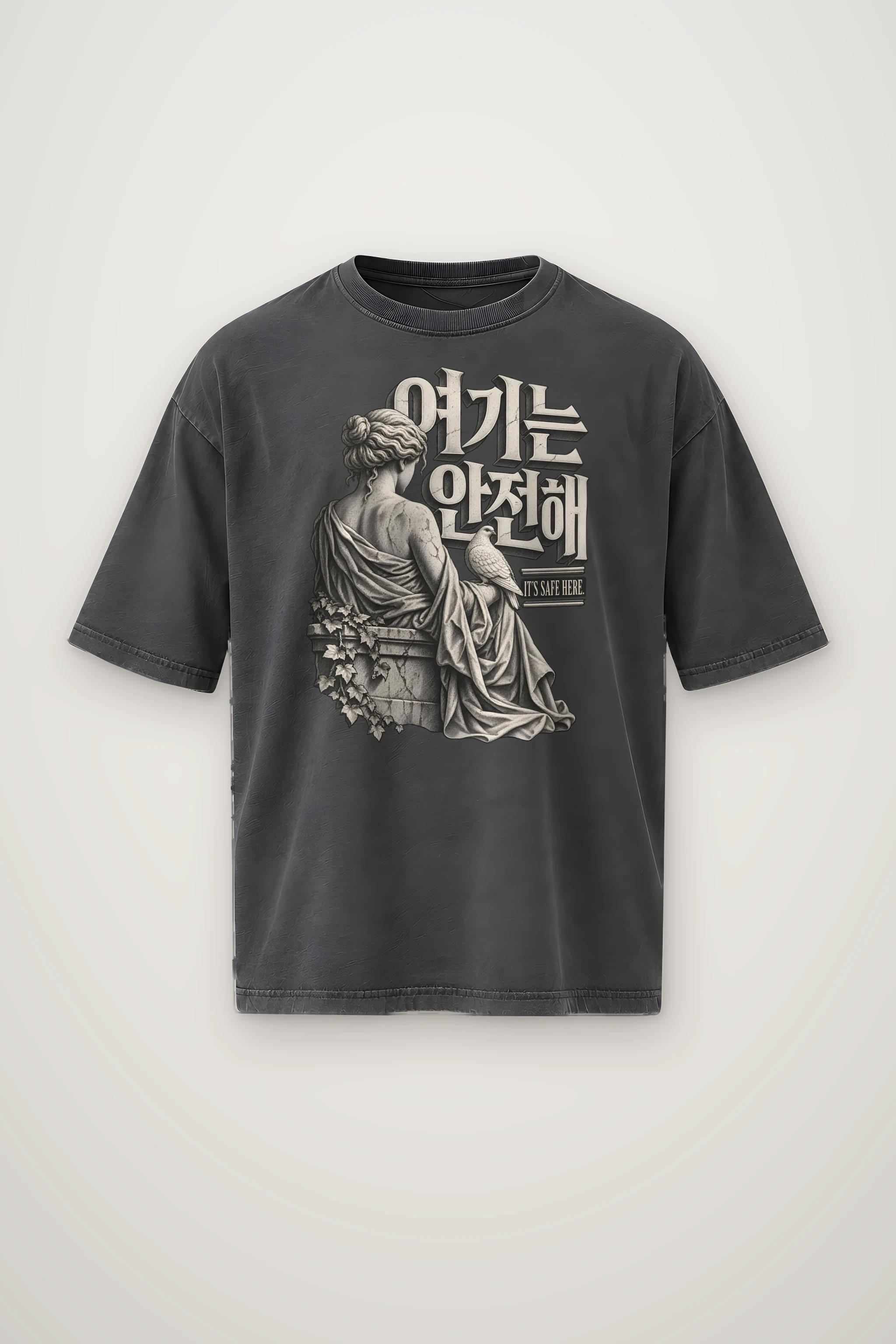 "Safe Place Figure" Men's Oversized Heavyweight Crewneck T-Shirt