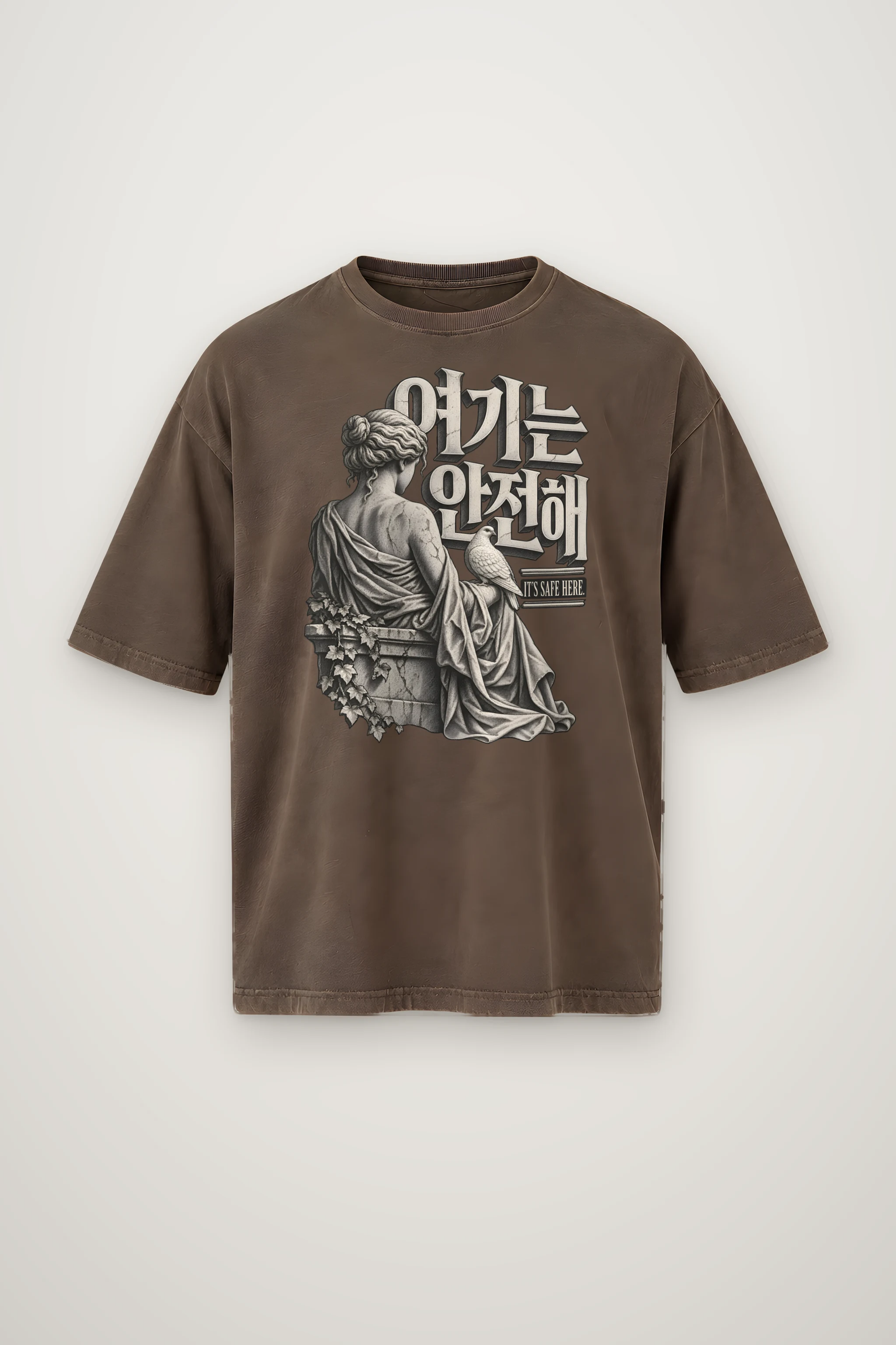 "Safe Place Figure" Men's Oversized Heavyweight Crewneck T-Shirt