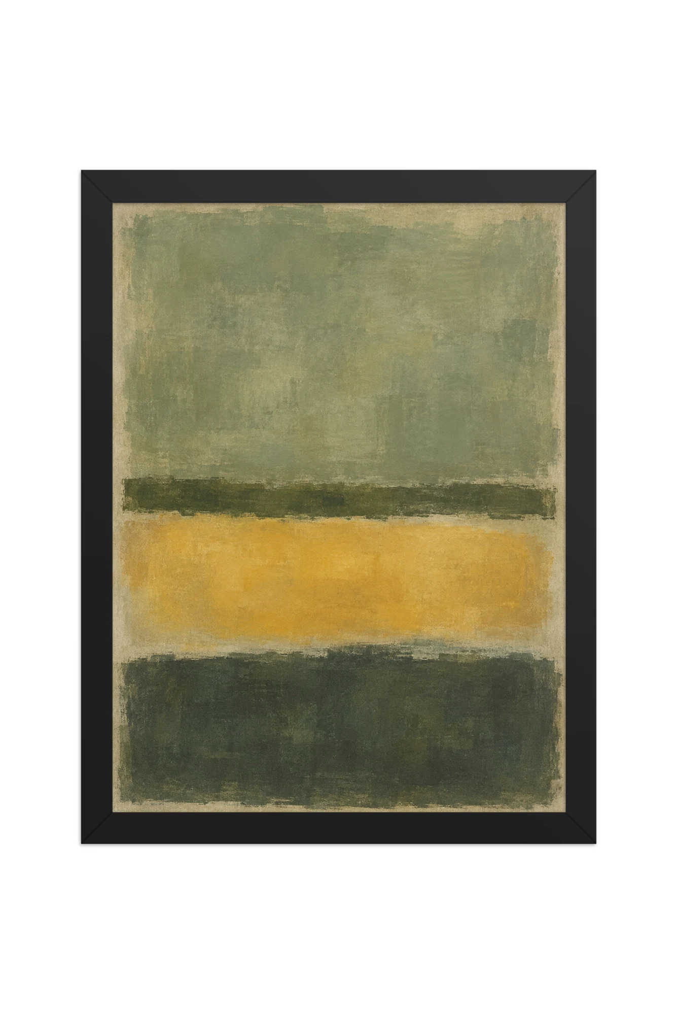 "Sage and Mustard Color Fields" Premium Wooden Framed Poster