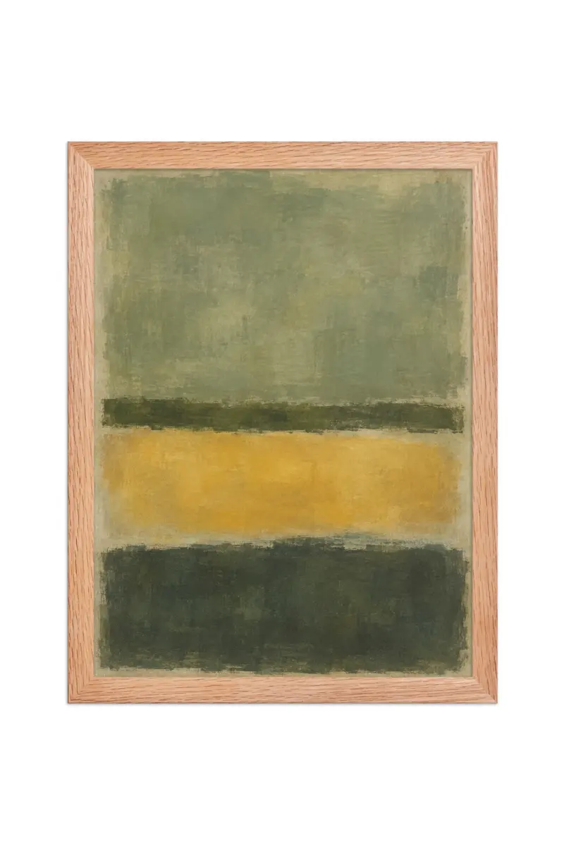 “Sage and Mustard Color Fields” Premium Wooden Framed Poster