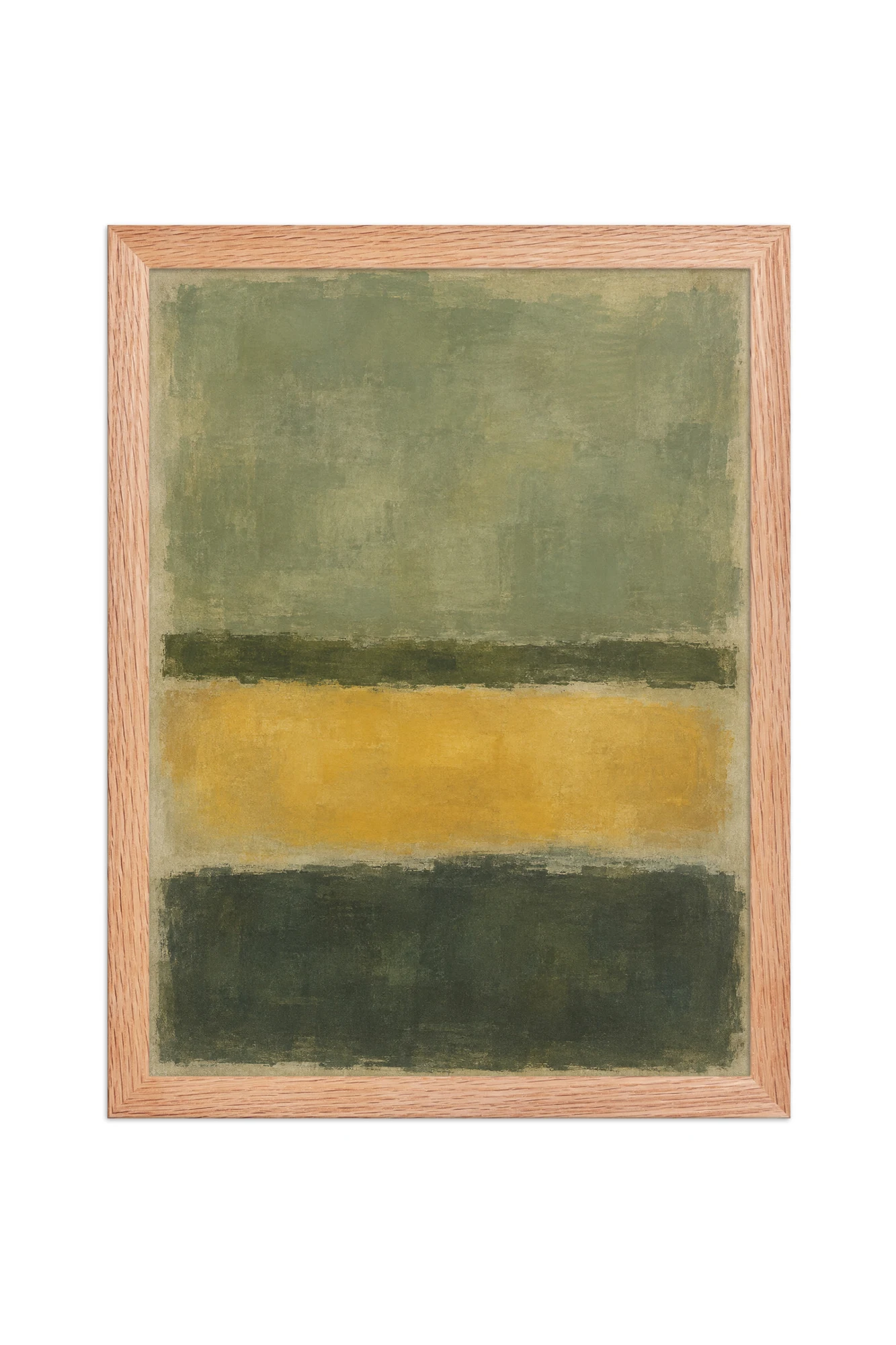 "Sage and Mustard Color Fields" Premium Wooden Framed Poster