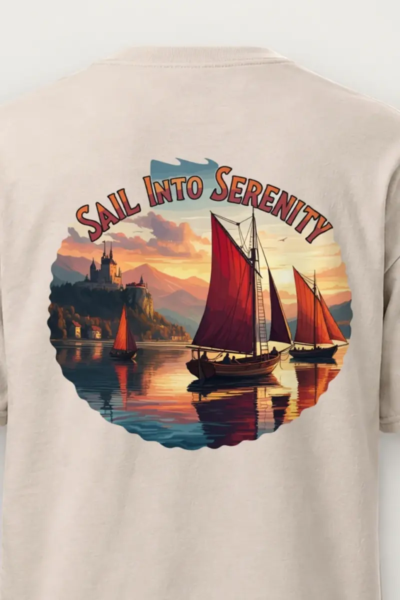 "Sail Into Serenity" Heavyweight Unisex Crewneck T-shirt