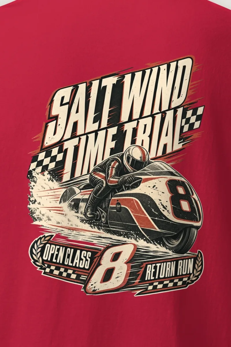 "Salt Wind Time Trial" Heavyweight Unisex Crewneck T-shirt - the graphic up close