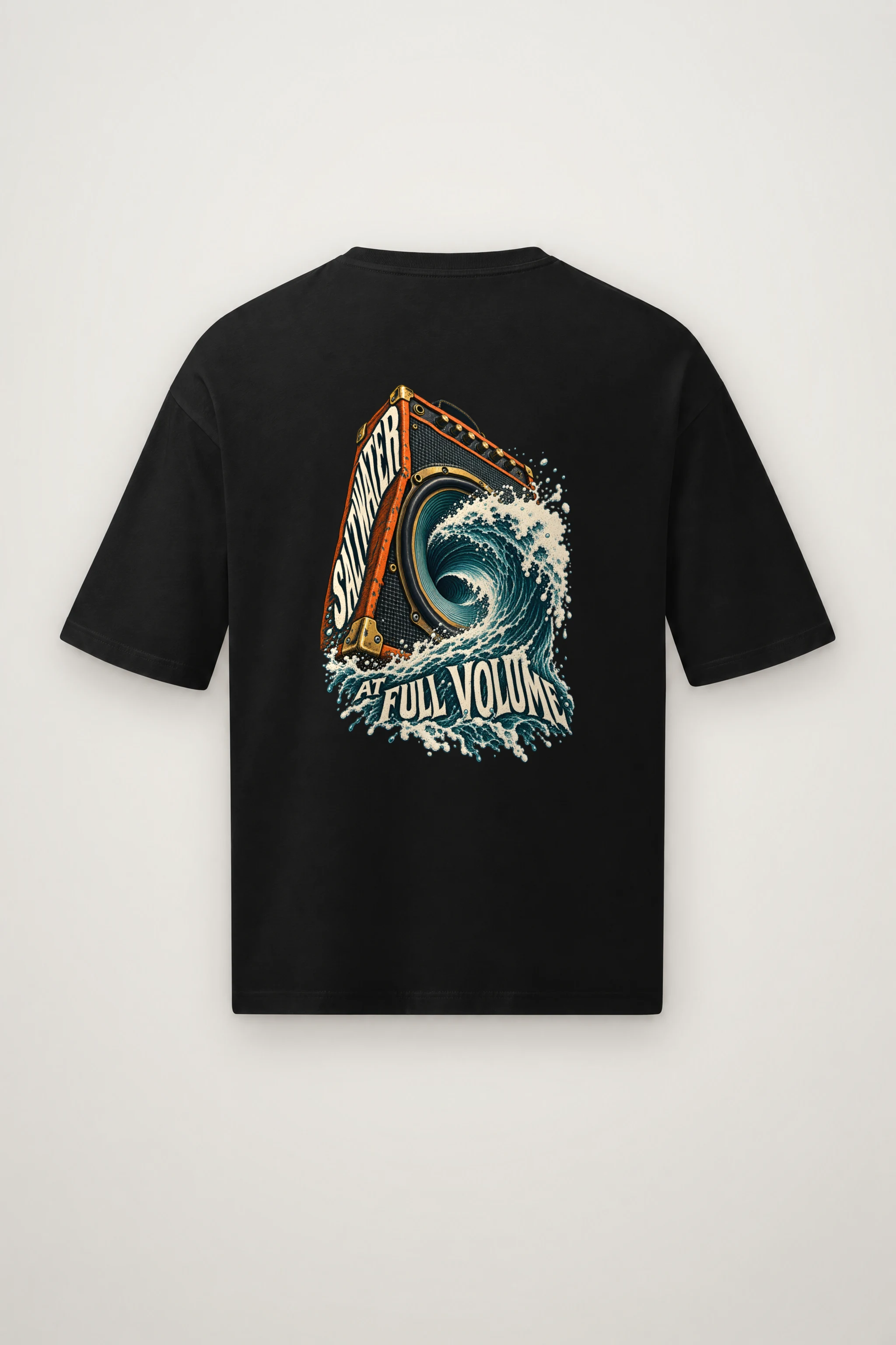 "Saltwater at Full Volume" Men's Oversized Heavyweight Crewneck T-Shirt