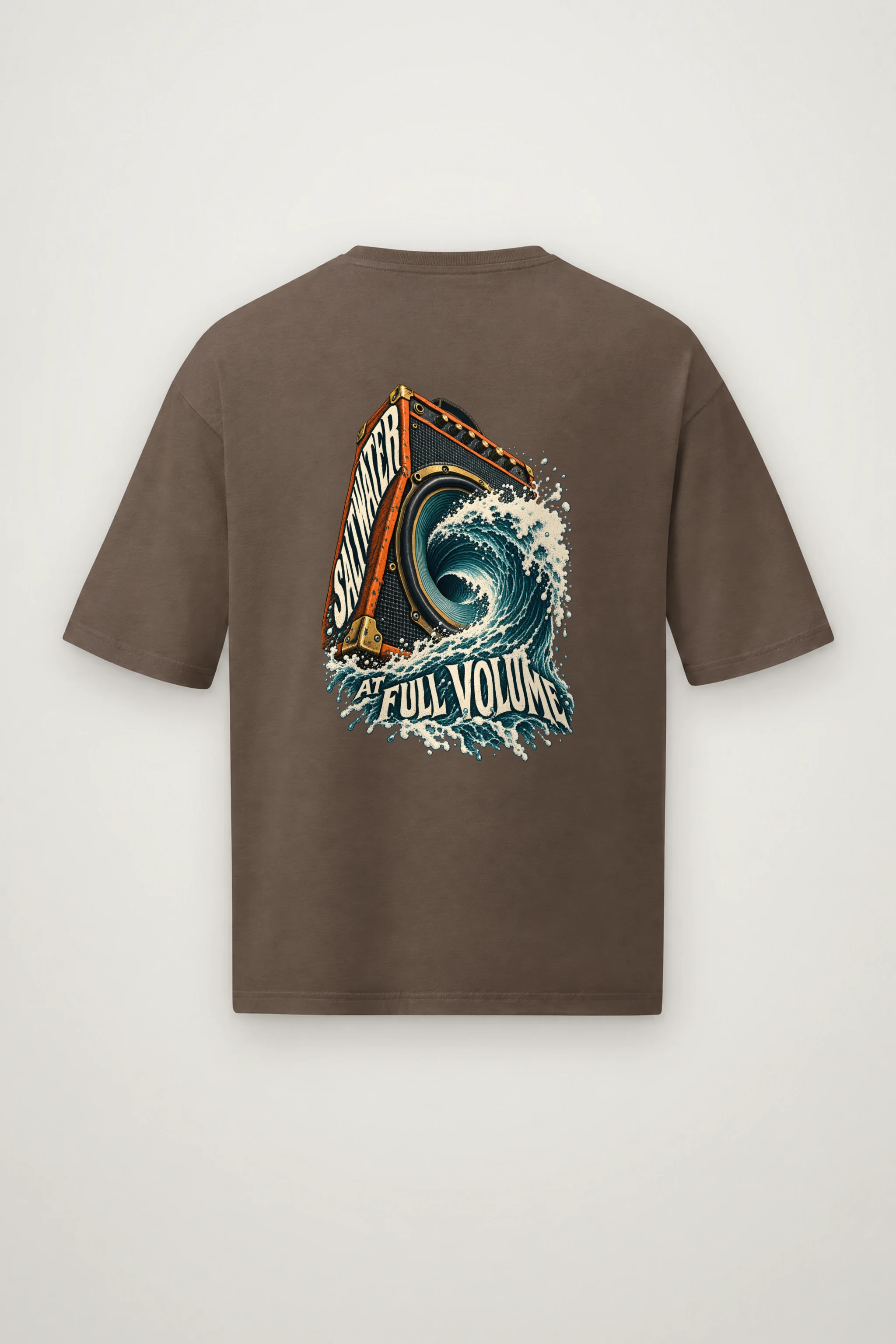 "Saltwater at Full Volume" Men's Oversized Heavyweight Crewneck T-Shirt
