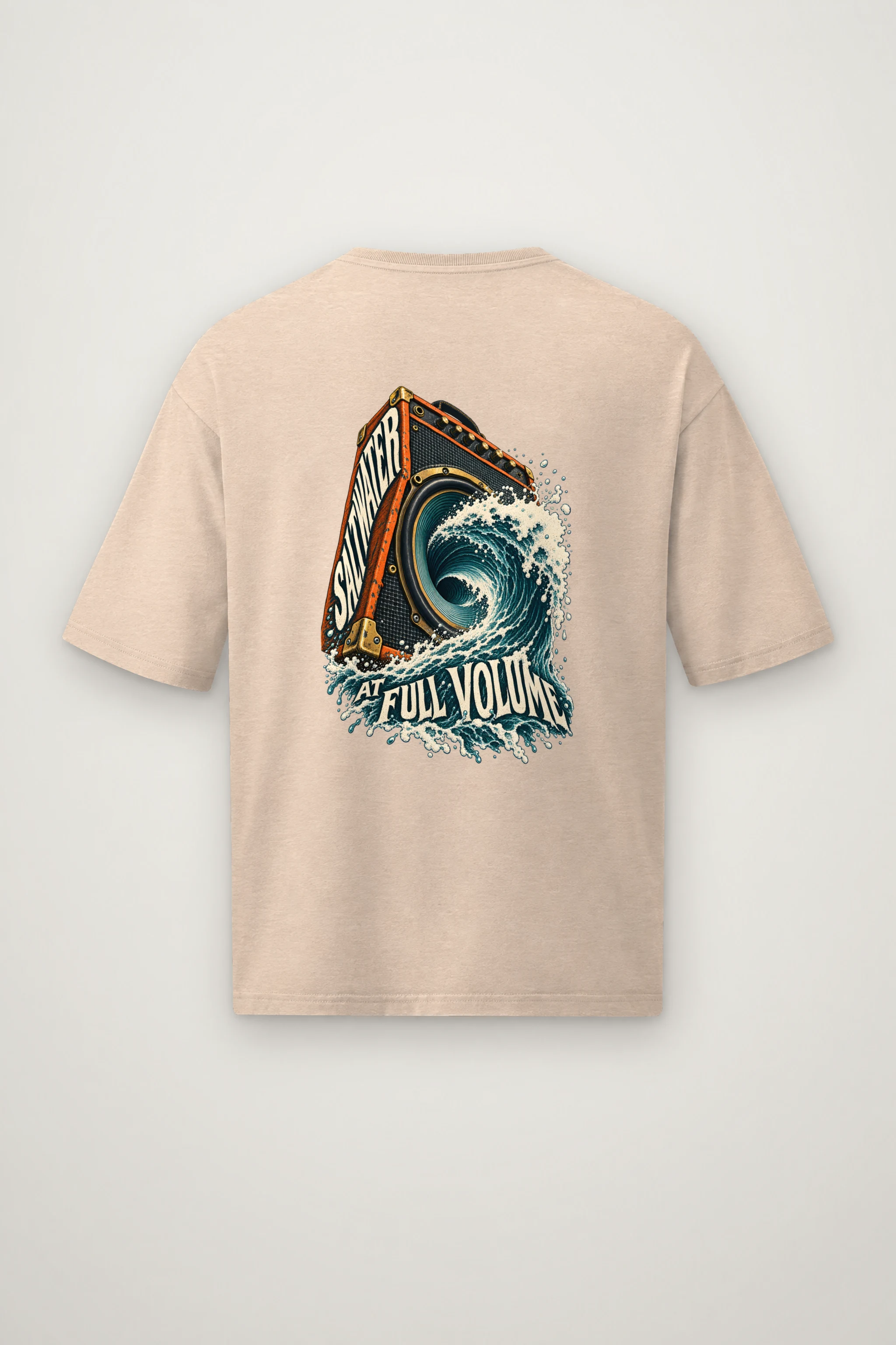 "Saltwater at Full Volume" Men's Oversized Heavyweight Crewneck T-Shirt
