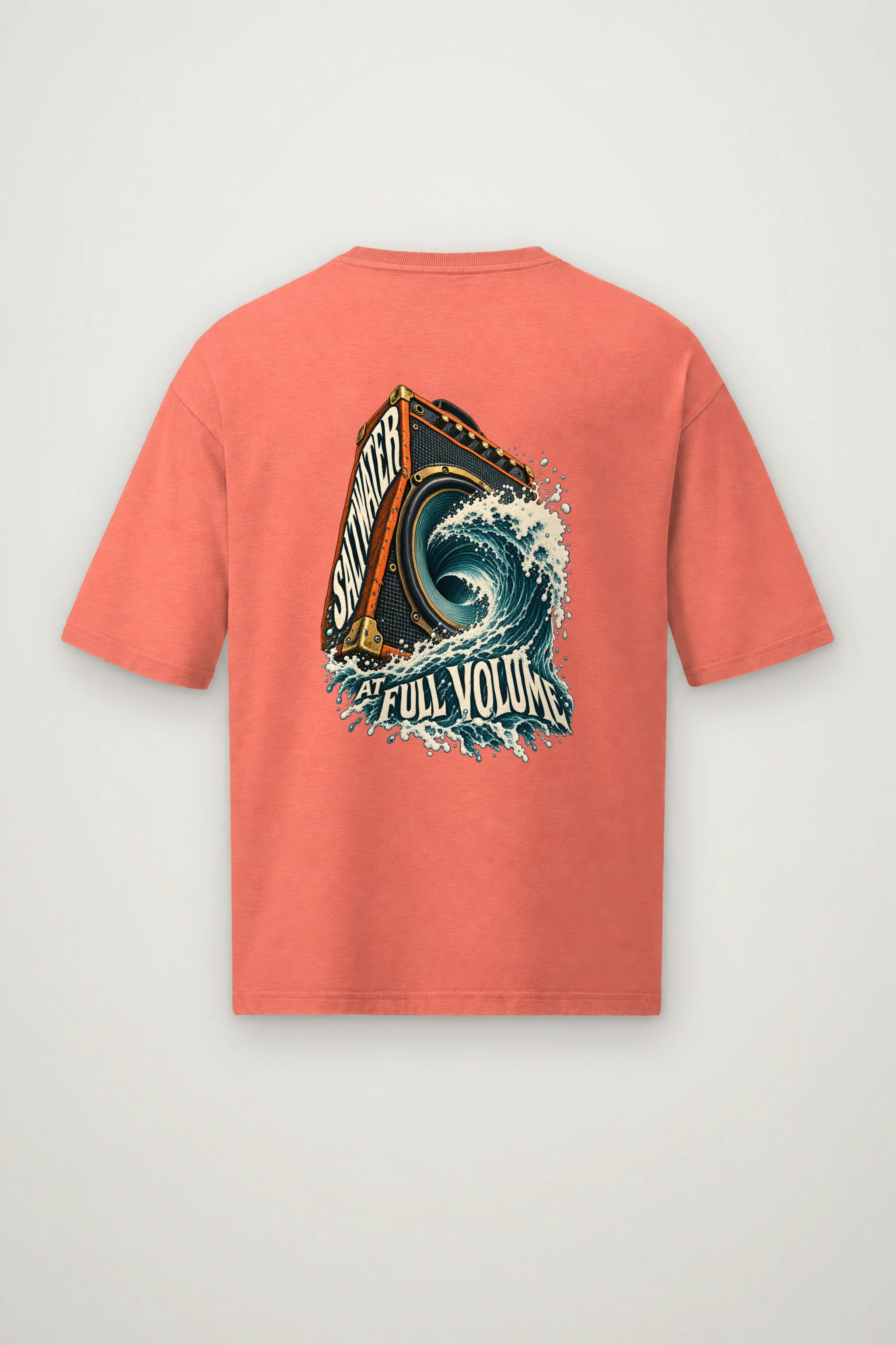 "Saltwater at Full Volume" Men's Oversized Heavyweight Crewneck T-Shirt