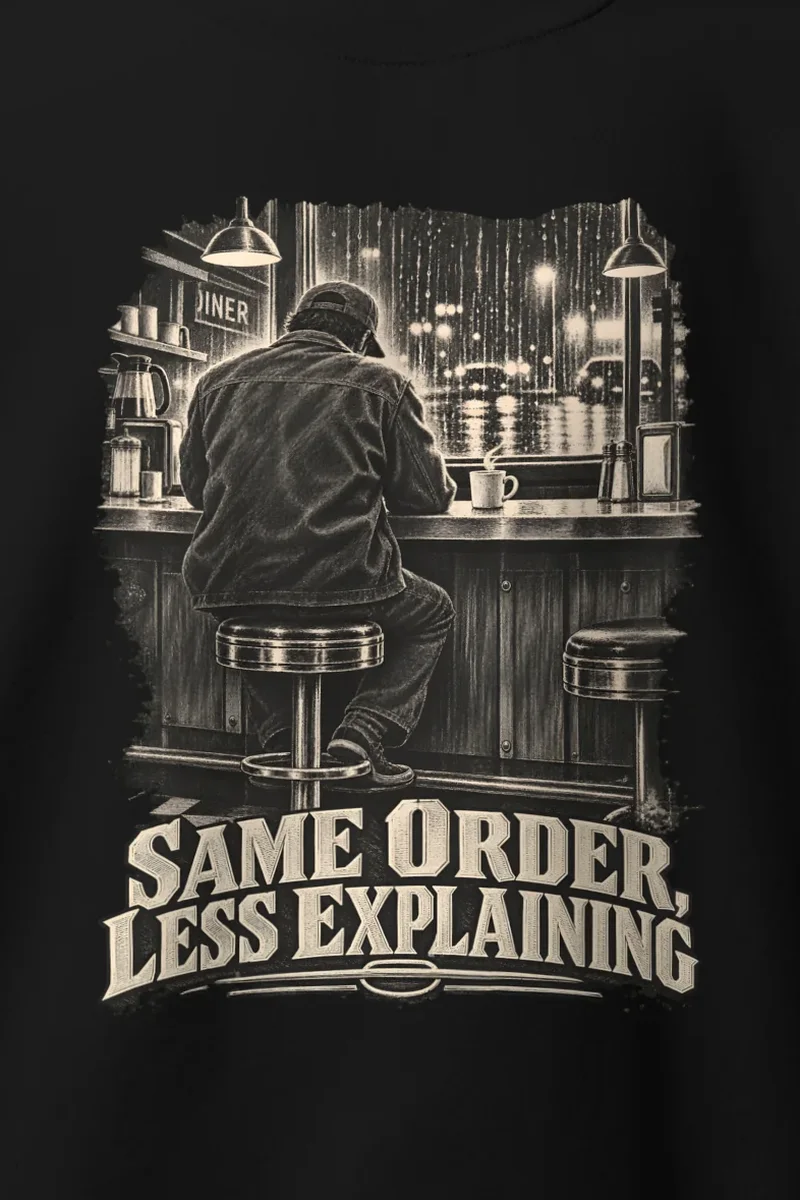 "Same Order, Less Explaining" Heavy Blend Unisex Crewneck Sweatshirt - the graphic up close