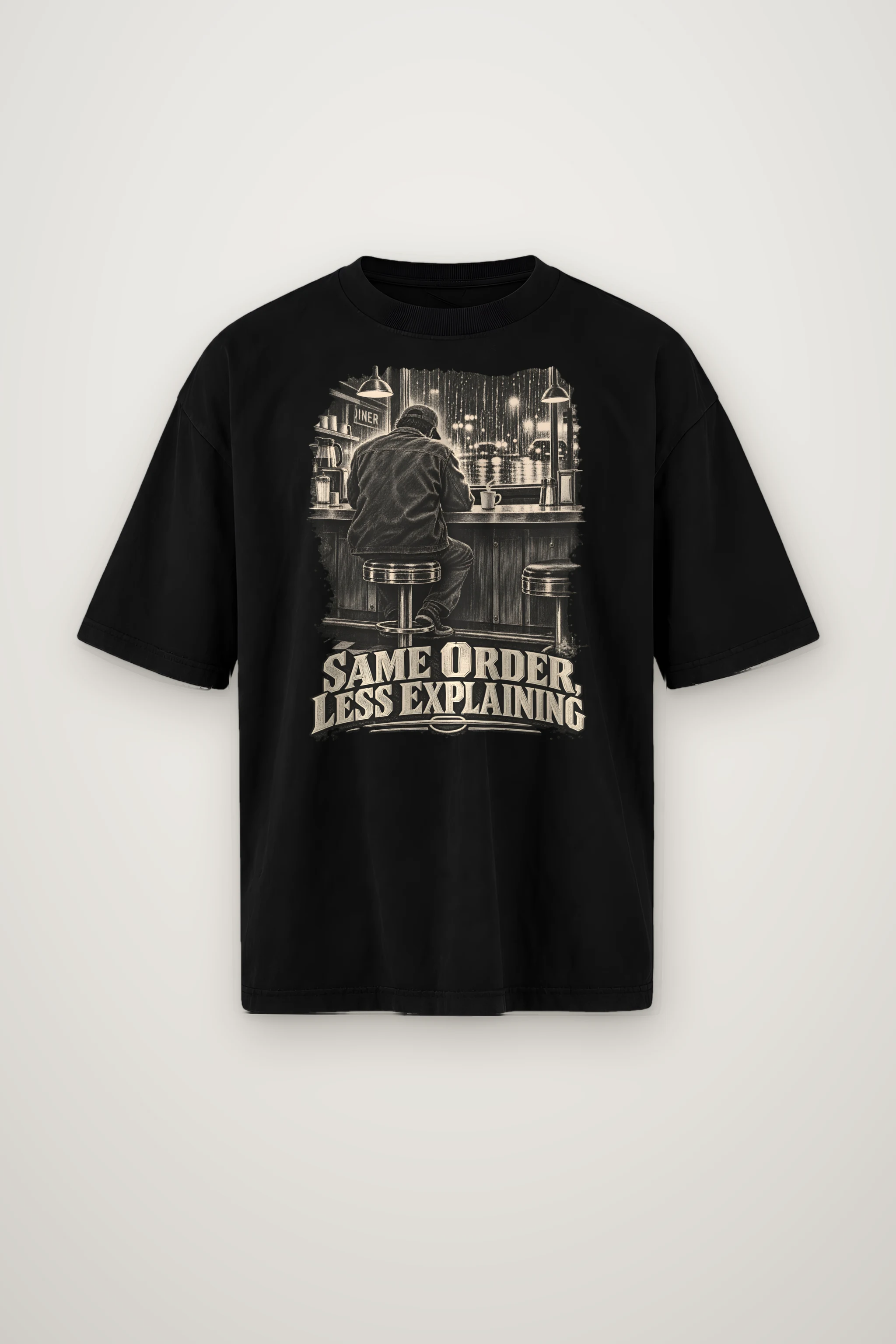 "Same Order, Less Explaining" Men's Oversized Heavyweight Crewneck T-Shirt