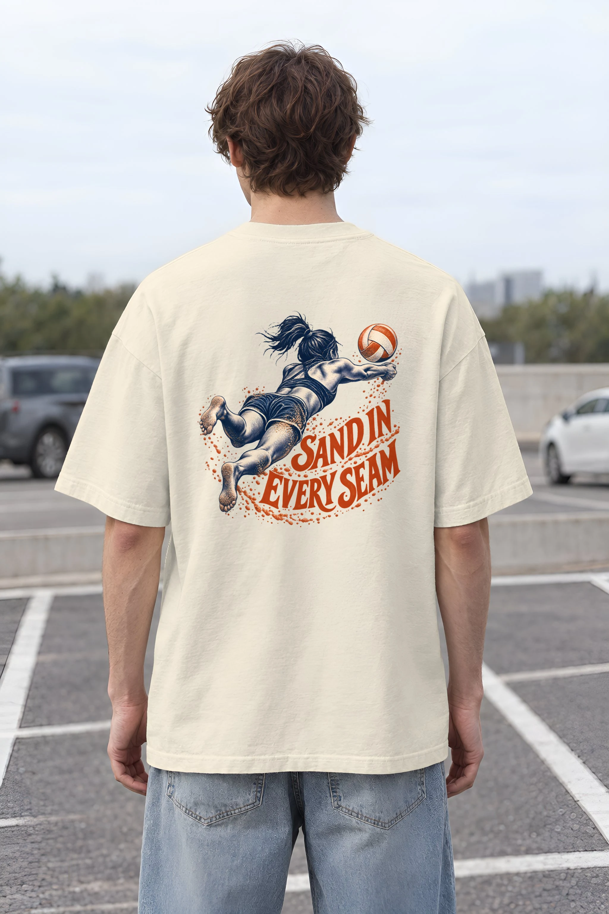 "Sand in Every Seam" Men's Oversized Heavyweight Crewneck T-Shirt