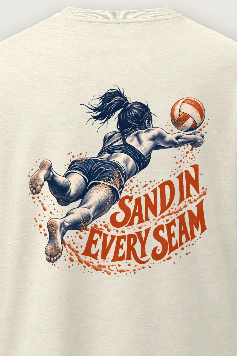 "Sand in Every Seam" Men’s Oversized Heavyweight Crewneck T-Shirt - the graphic up close