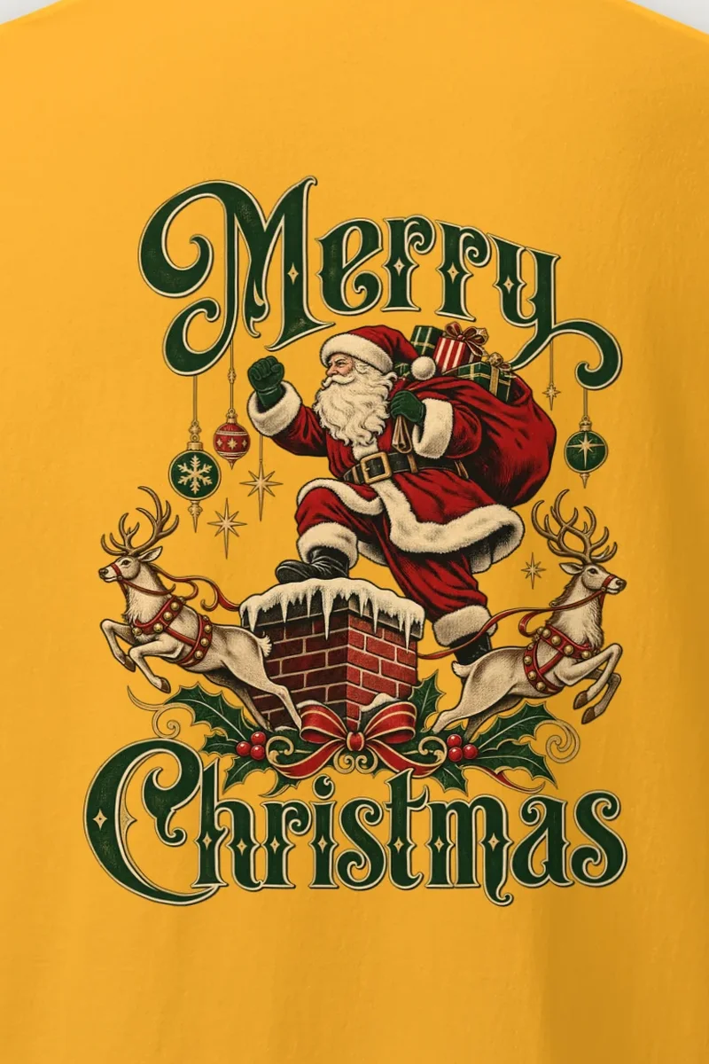 "Santa’s Fireside Arrival" Heavyweight Unisex Crewneck T-shirt