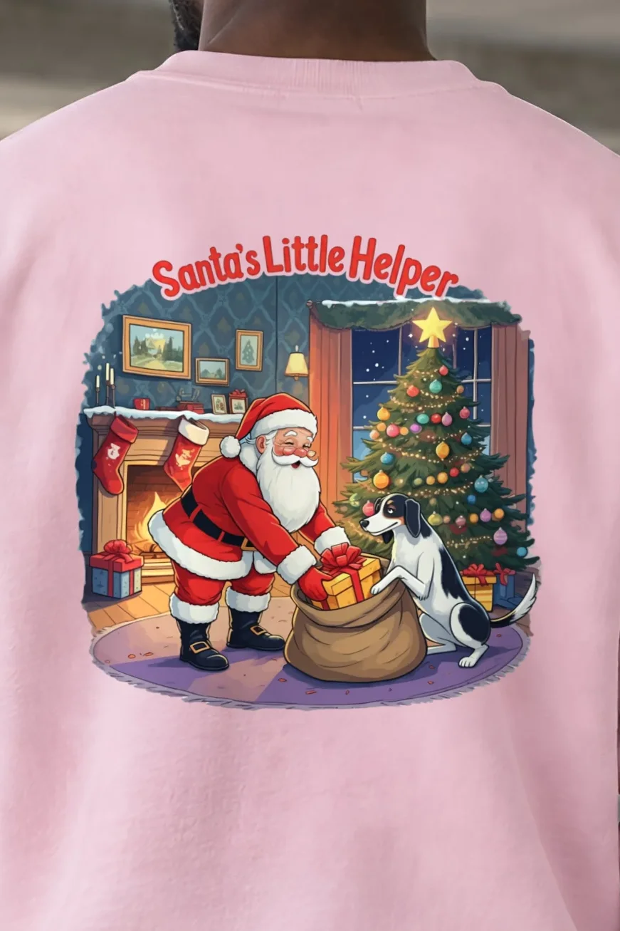"Santa’s Little Helper" 1 Crewneck Sweatshirt - the graphic up close