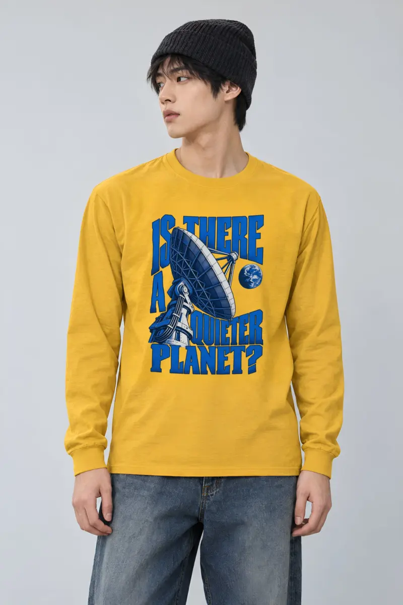 “Satellite Dish And Planet” Unisex Longsleeve T-shirt